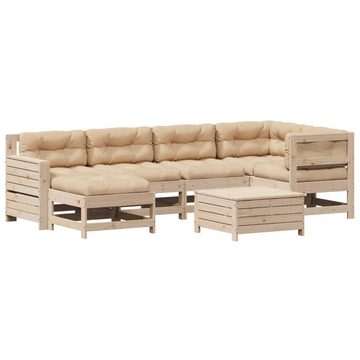 vidaXL Gartenlounge-Set 7-tlg. Garten-Lounge-Set mit Kissen Massivholz Kiefer, (1-tlg)