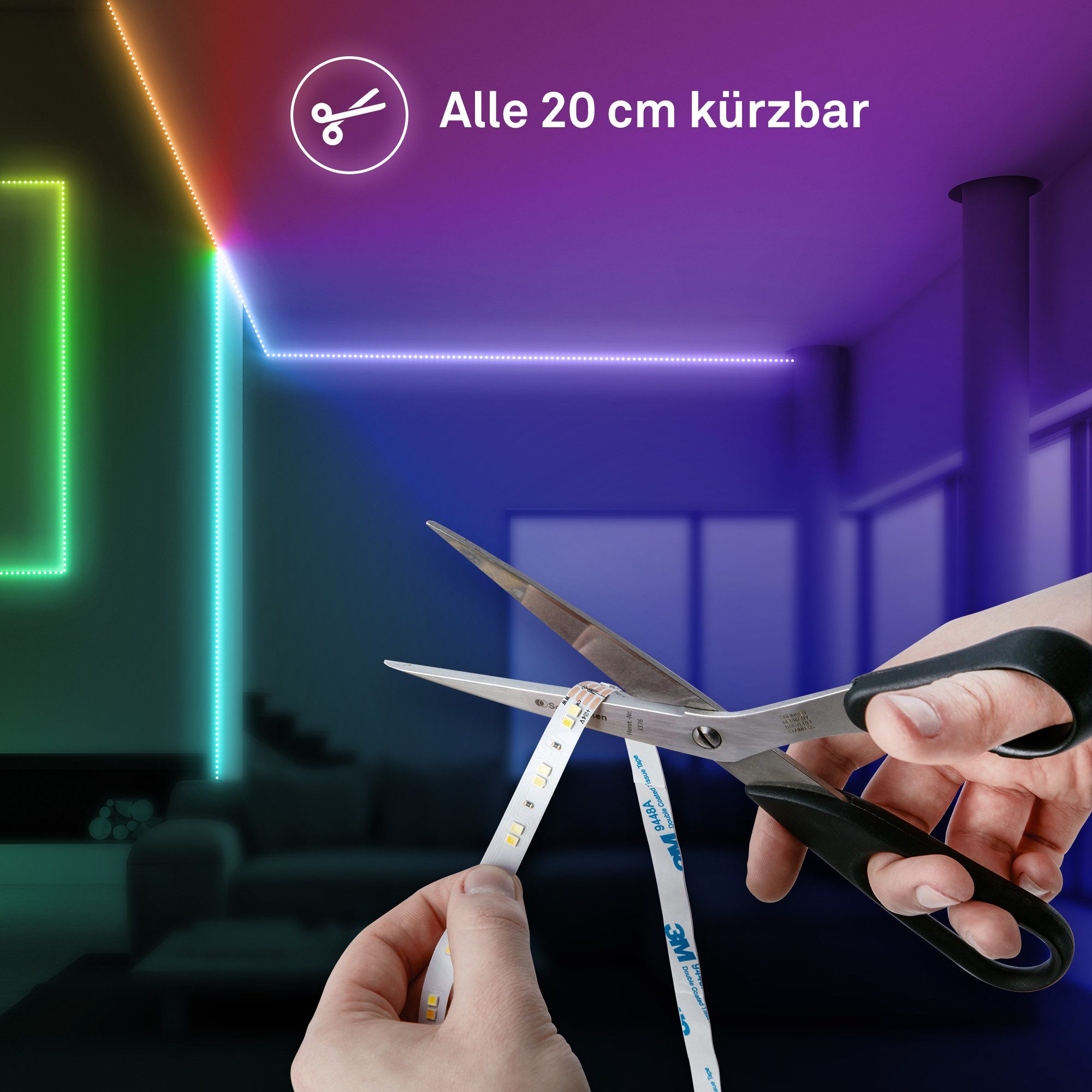 Briloner Leuchten LED-Streifen LED Strip CCTIC RGB IC Farbwechsel Fernbedienung Musiksensor, 1-flammig, 10 m, Wohnzimmer, Party, Gaming