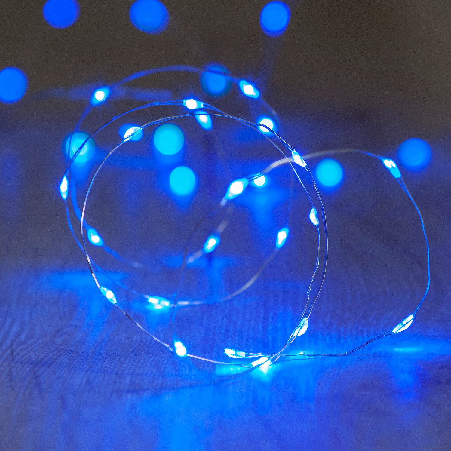 Lights4fun LED-Lichterkette 20er LED Micro Lichterkette blau batteriebetrieben