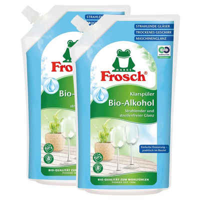 FROSCH Frosch Klarspüler Bio-Alkohol 750ml Nachfüller - Streifenfreier Glanz Spülmaschinenreiniger