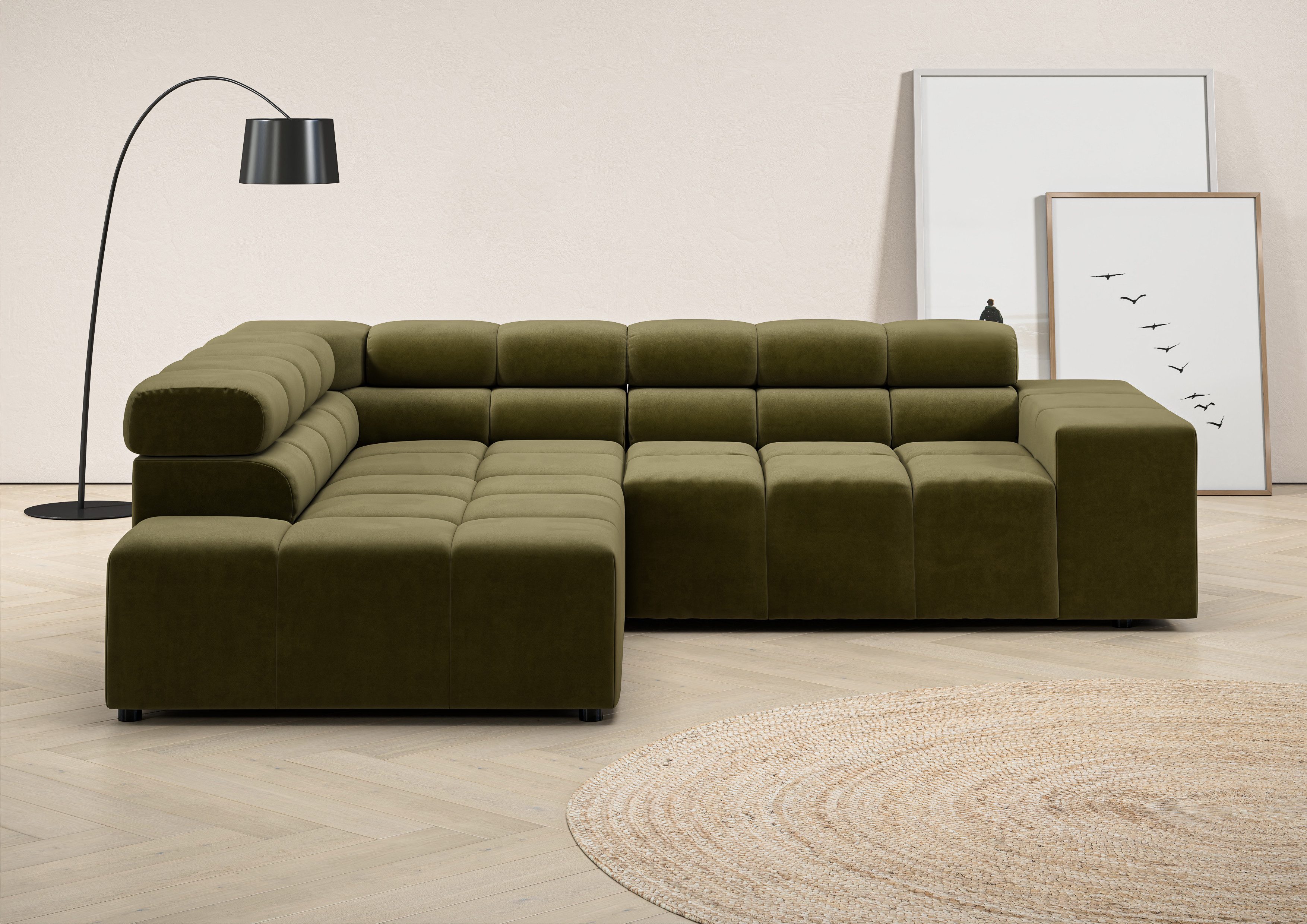 Home affaire Ecksofa Ancona, incl. Kopfteilverstellung + 3 Zierkissen, L-Form, Breite 249cm, wahlweise motorische Sitztiefenverstellung, B/T(H: 249/215/70 cm