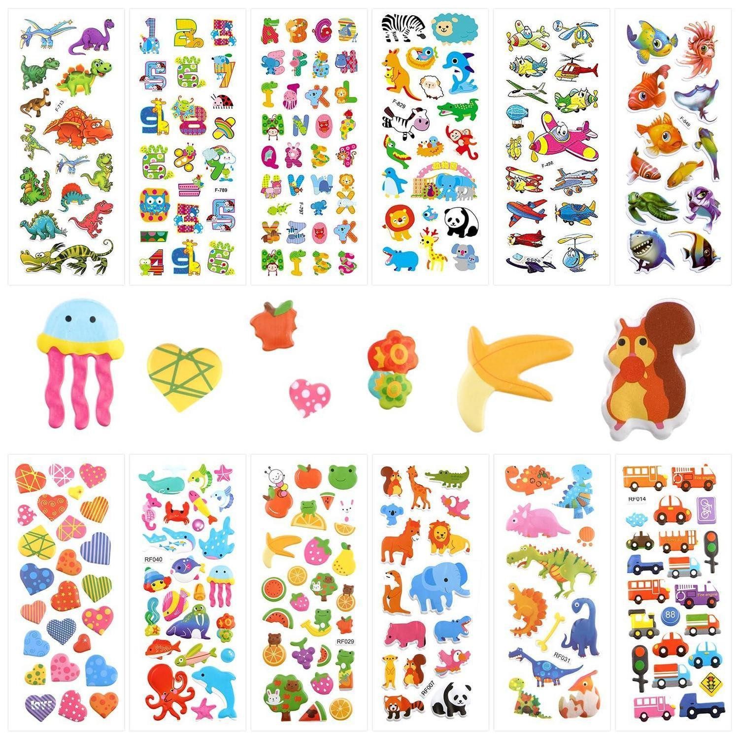 LuxusKollektion Aufkleber Aufkleber 3D Kinder Kindergeburtstag Mixed Style Stickers - 17 x 7 cm