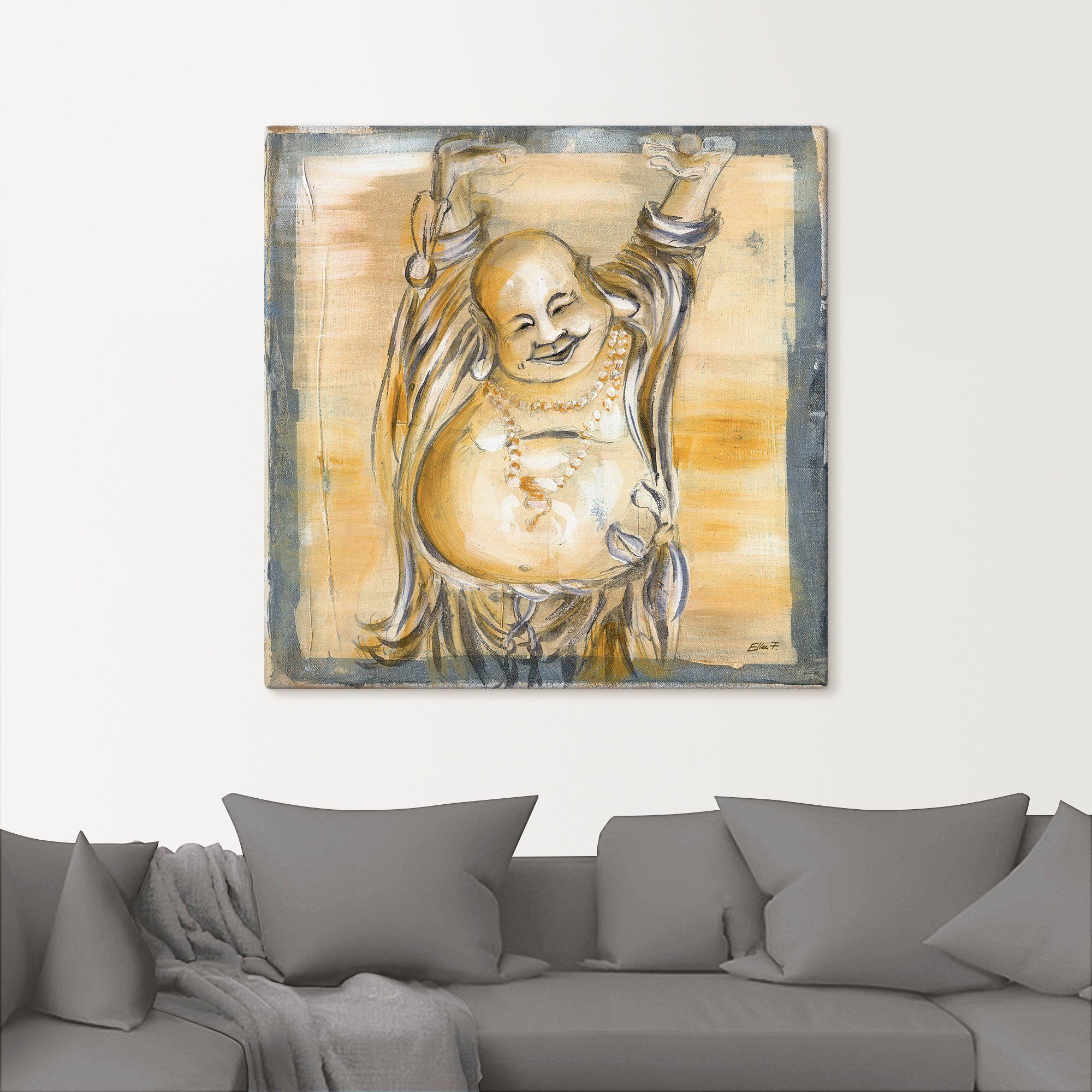 Artland Wandbild Fröhlicher Buddha II, Religion (1 St), als Leinwandbild, Poster in verschied. Größen