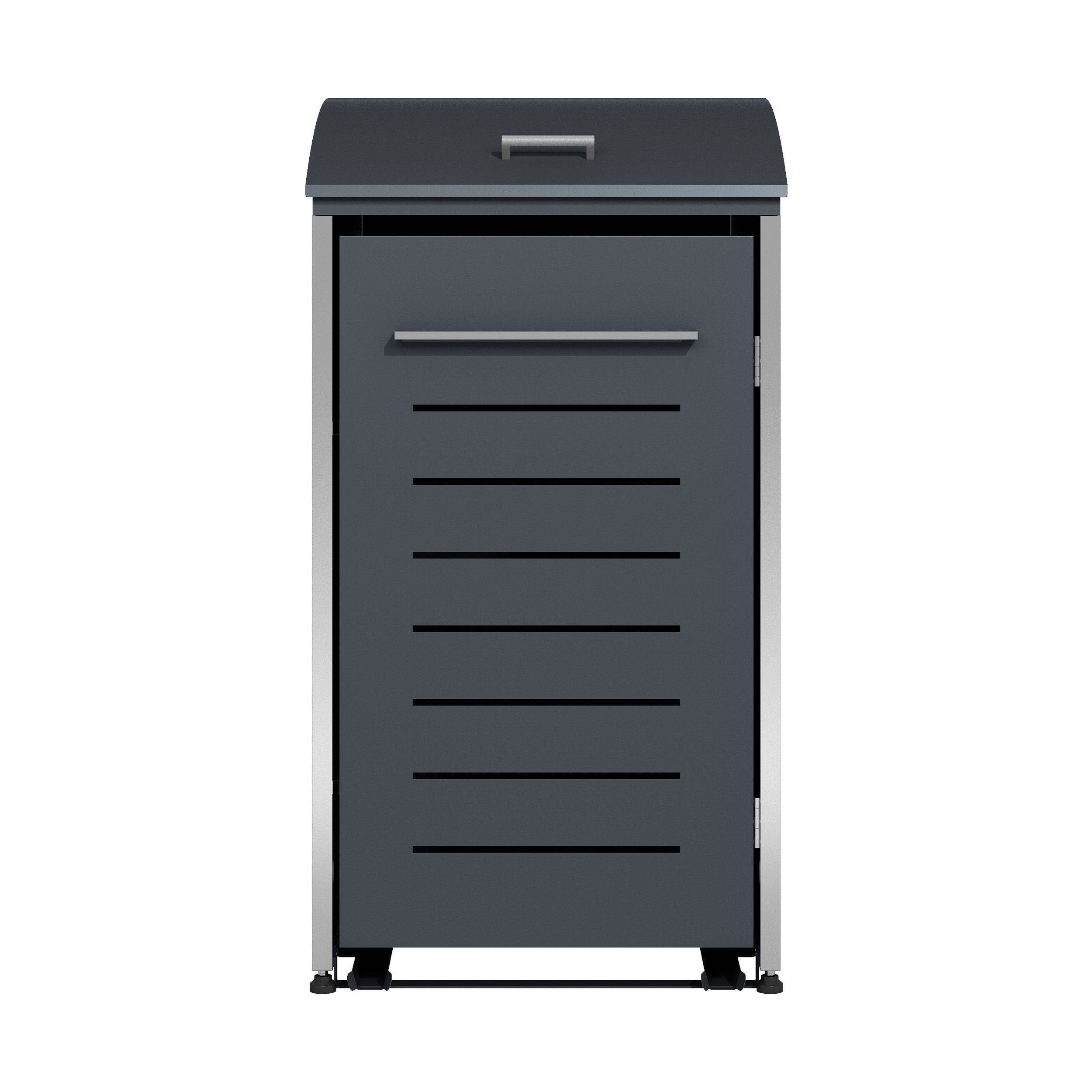 DEGAMO Mülltonnenbox KIEL, Stahl grau + Edelstahl, für 1 Tonne 120 oder 240 Liter