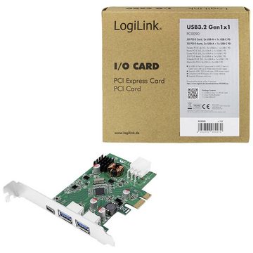 LogiLink PCI Express Karte, USB 3.2 (Gen1x1), 1x USB-C® PD Modulkarte, inkl. Low-Profile Slotblech