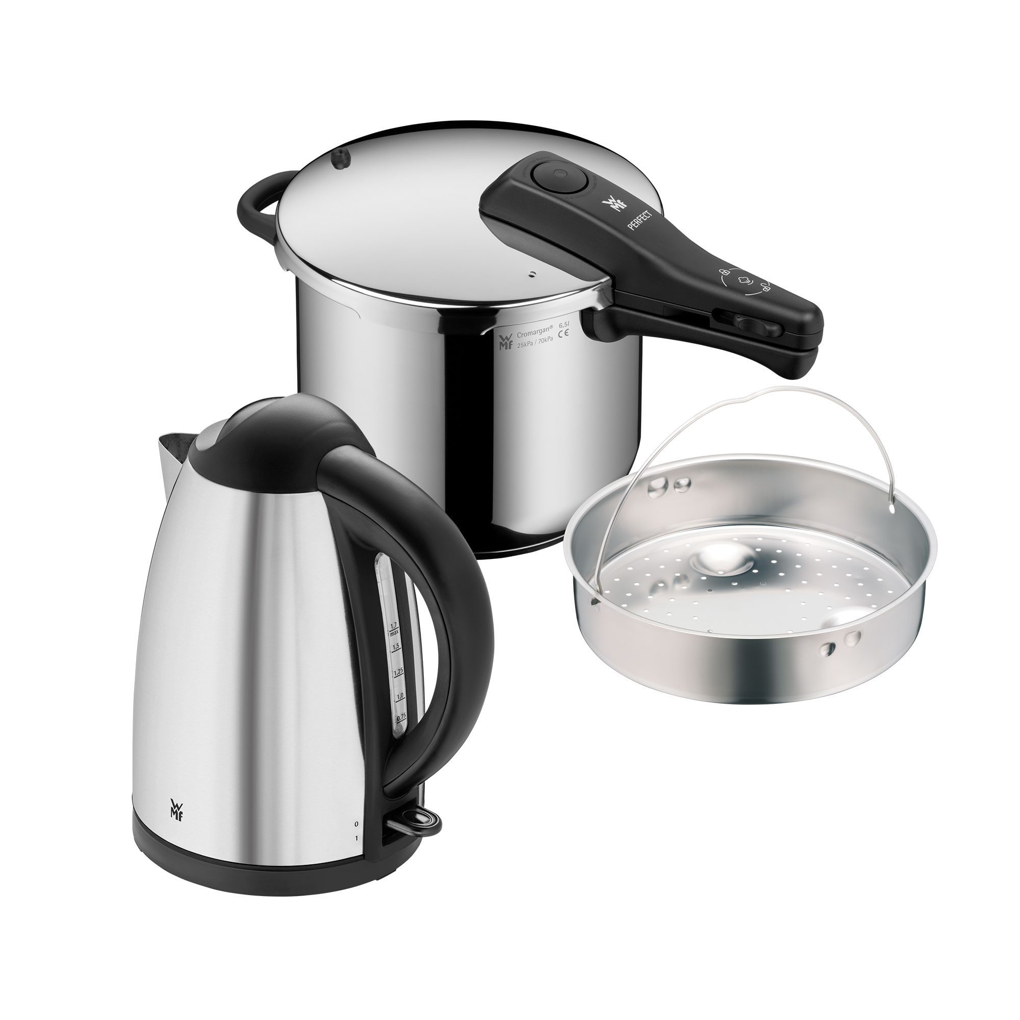 WMF Wasserkocher Bueno 1,7l 2400W und Schnellkochtopf Perfect One Pot 6,5l, Set 2-teilig