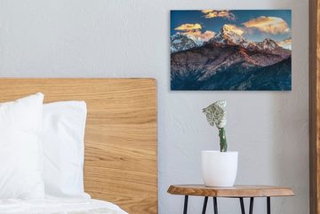 OneMillionCanvasses® Leinwandbild Annapurna-Berg mit Sonne auf Wolken, Nepal, (1 St), Wandbild Leinwandbilder, Aufhängefertig, Wanddeko, 30x20 cm