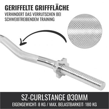 GORILLA SPORTS Curlstange SZ-Curlstange Chrom 120 cm, Chrom, 120 cm (1 x Curlstange (100068-00004-0062) in Chrom 2 x Sternverschlüsse)