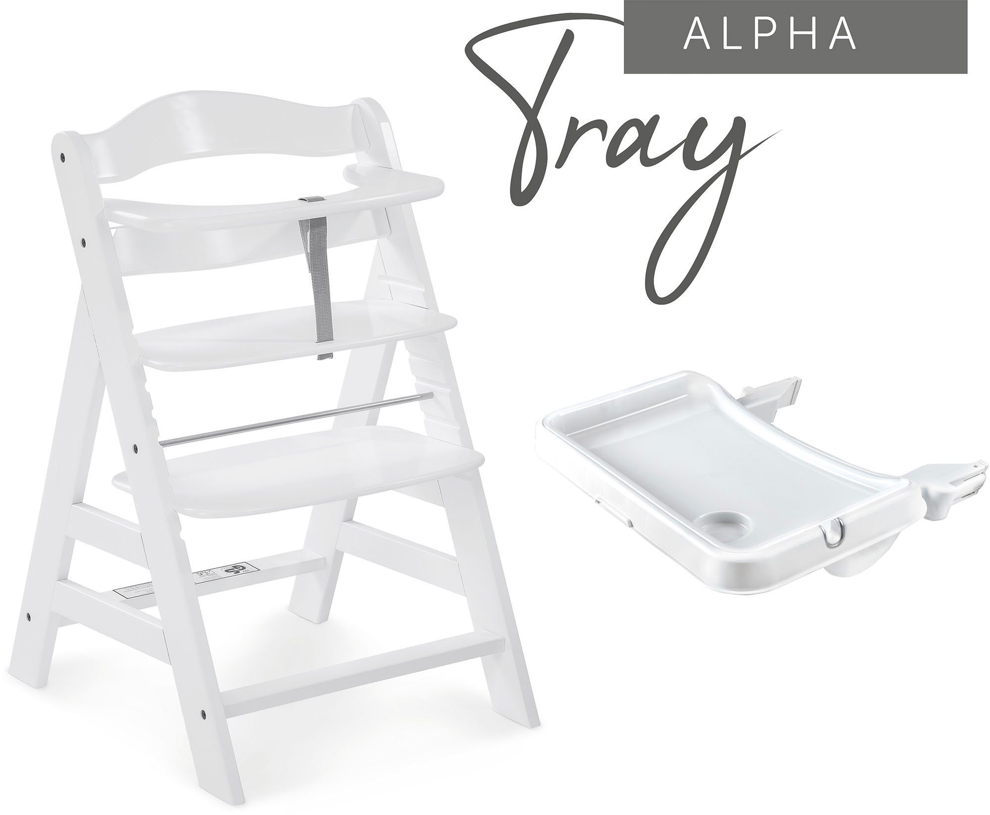 Hauck Hochstuhltablett Alpha Tray Tischaufsatz, weiß, Kunststoff, für Hochstühle Alpha+ und Beta+ – Bild 5 von 5