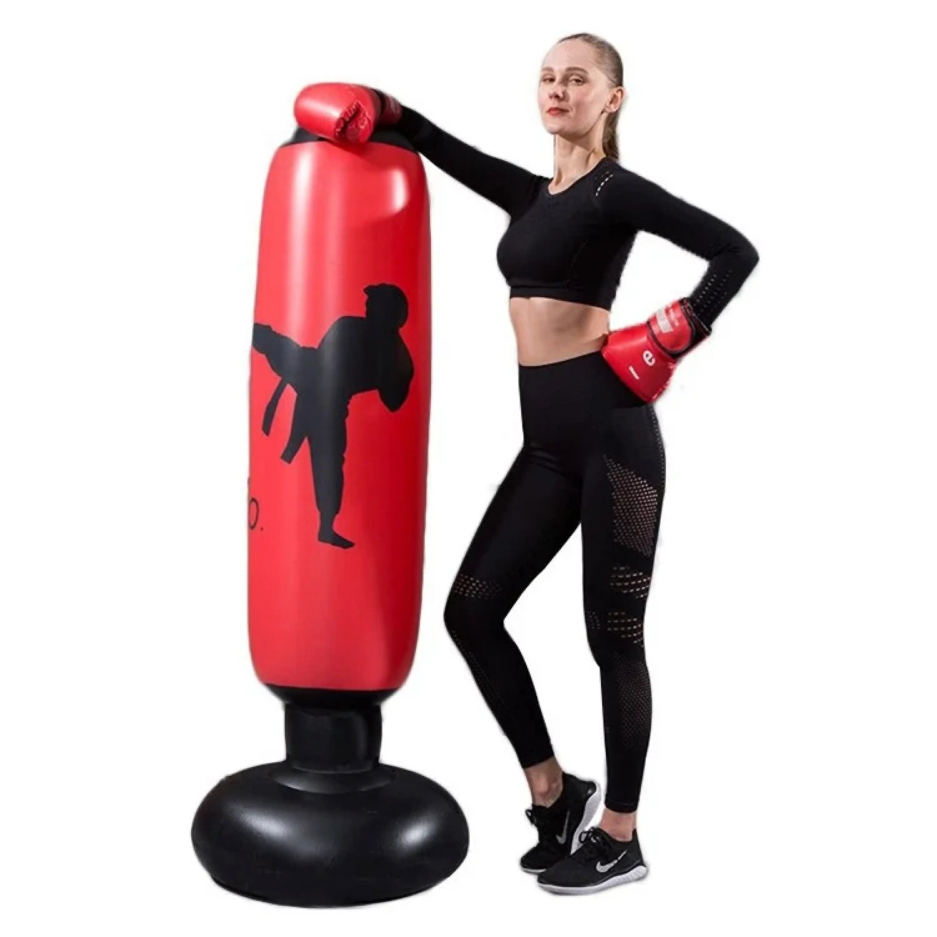 Sport-Knight® Standboxsack Standboxsack aufblasbar – 155 cm Boxsack für Kickboxen & Stressabbau, Strapazierfähiges PVC-Material