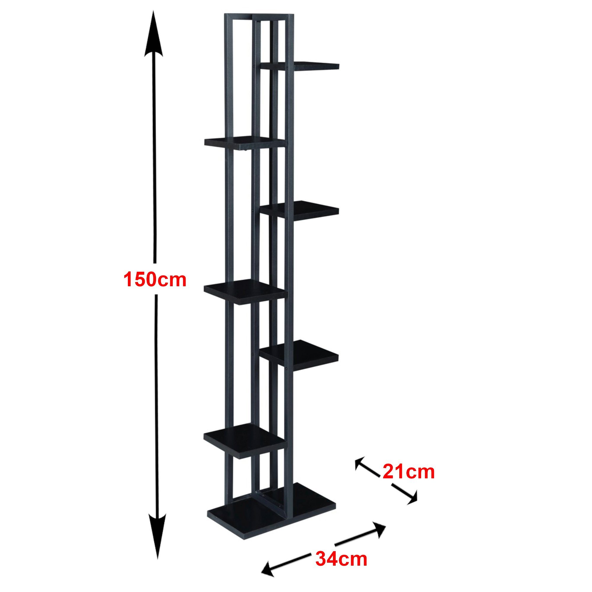 Pflanzenregal 150x34x21cm, en.casa Schwarz Somero Blumenständer,