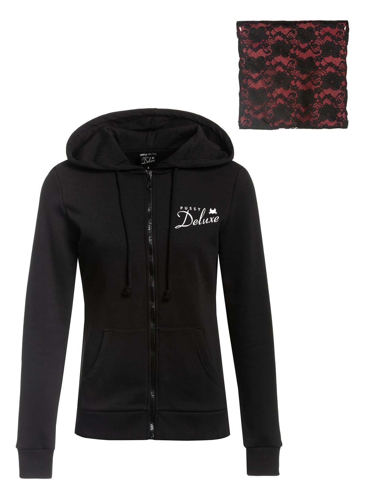 Pussy Deluxe Kapuzensweatjacke Stay Safe Lace Mask