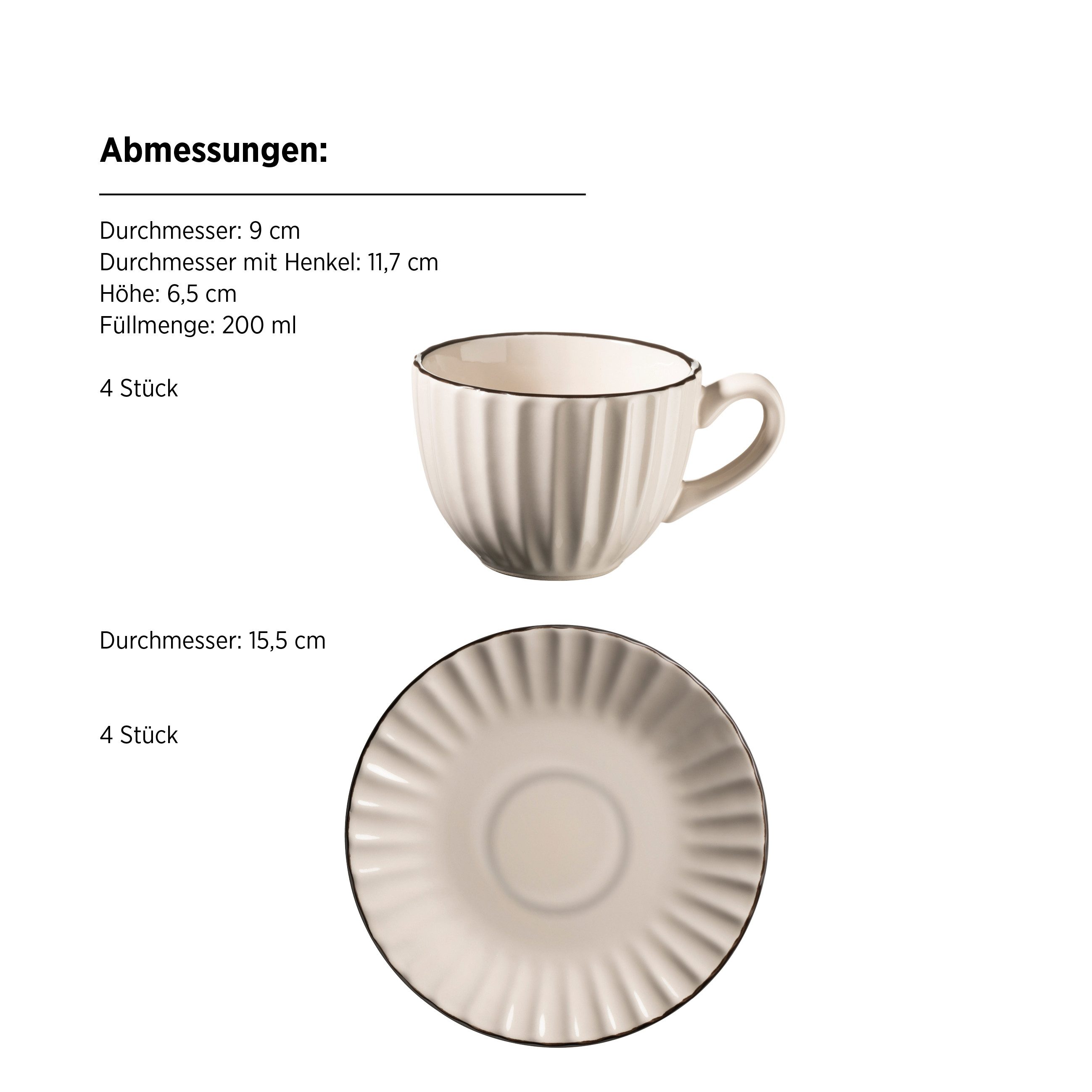 MÄSER Kaffeeservice Osita (8-tlg), 4 Personen, Steinzeug