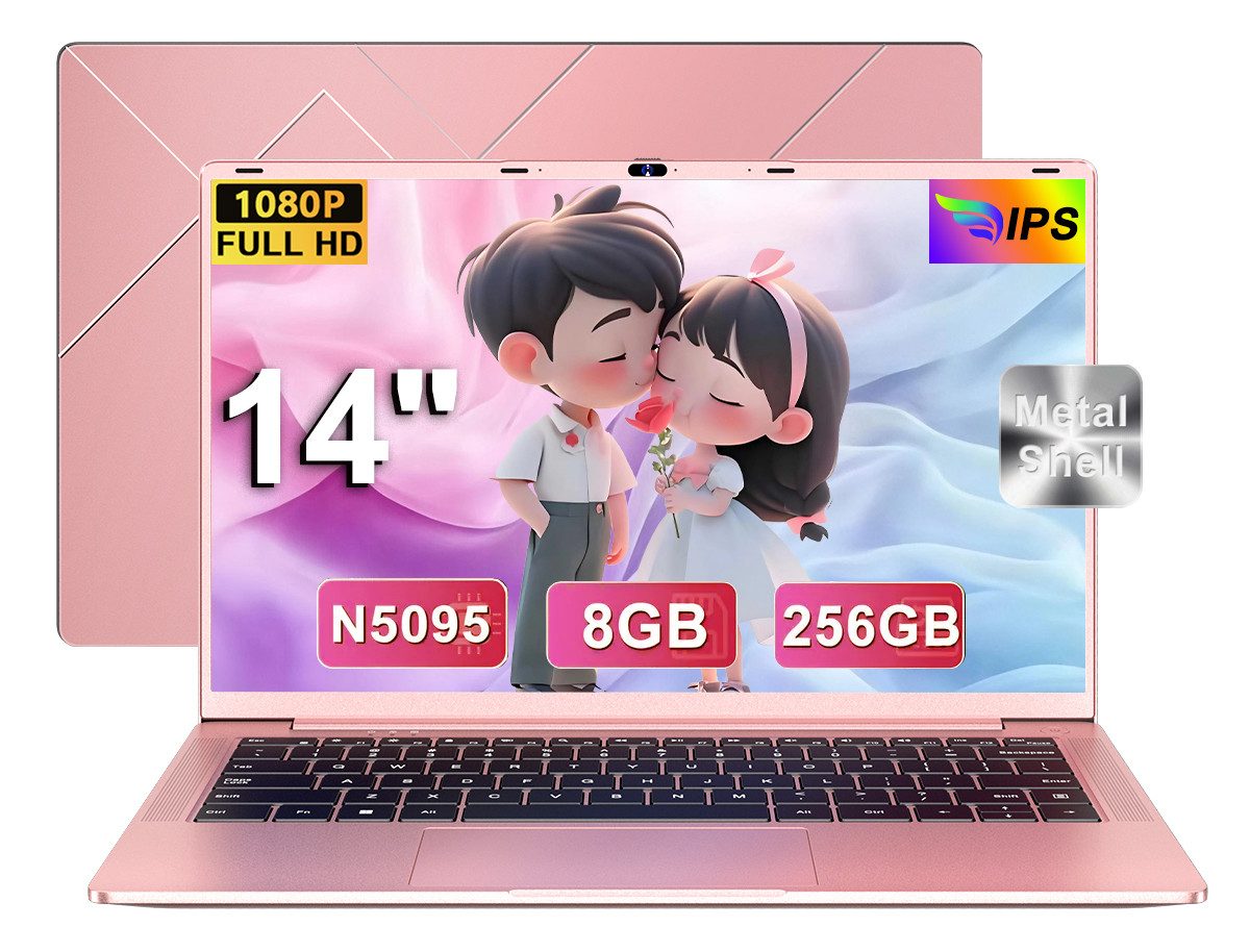 bvate 14-Zoll-Laptop-Computer, 8 GB DDR4, Quad-Core N5095 CPU Notebook Notebook (35 cm/14 Zoll, OTHER, N5095)