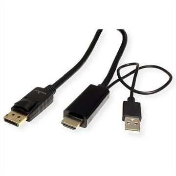 ROLINE HDMI-Kabel UltraHDTV - DisplayPort, ST/ST Audio- & Video-Adapter HDMI Typ A Männlich (Stecker) zu DisplayPort Männlich (Stecker), 100.0 cm