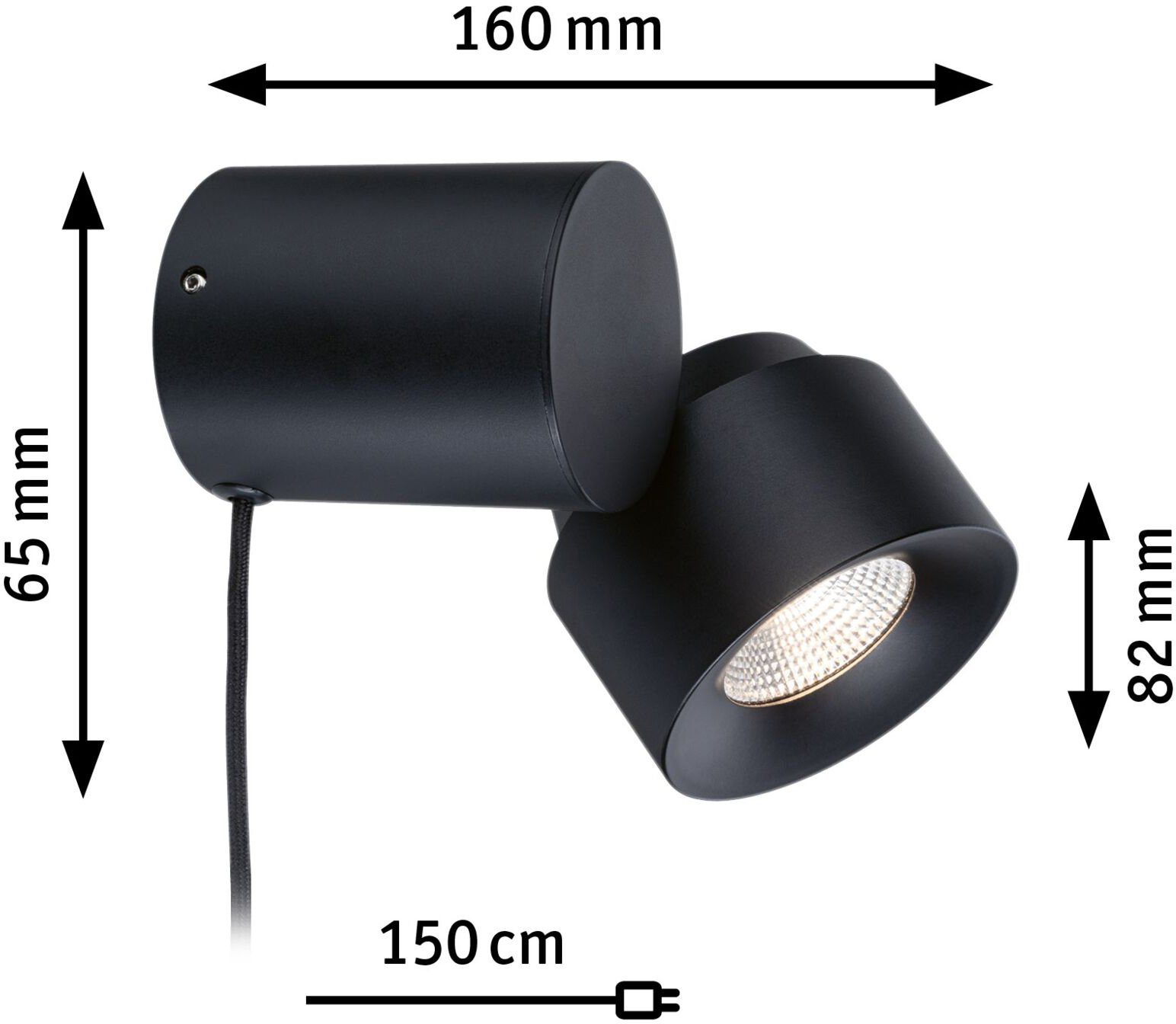 Paulmann Tischleuchte Puric LED LED, Schwarz/Grau, Metall integriert, fest Pane, Warmweiß, dimmbar