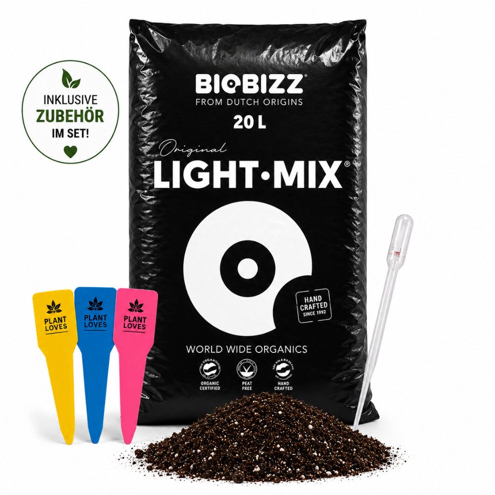 Biobizz Blumenerde BioBizz Light mix 20 L, Bio-Anzuchterde mit lockerer Struktur, ideal für Jungpflanzen