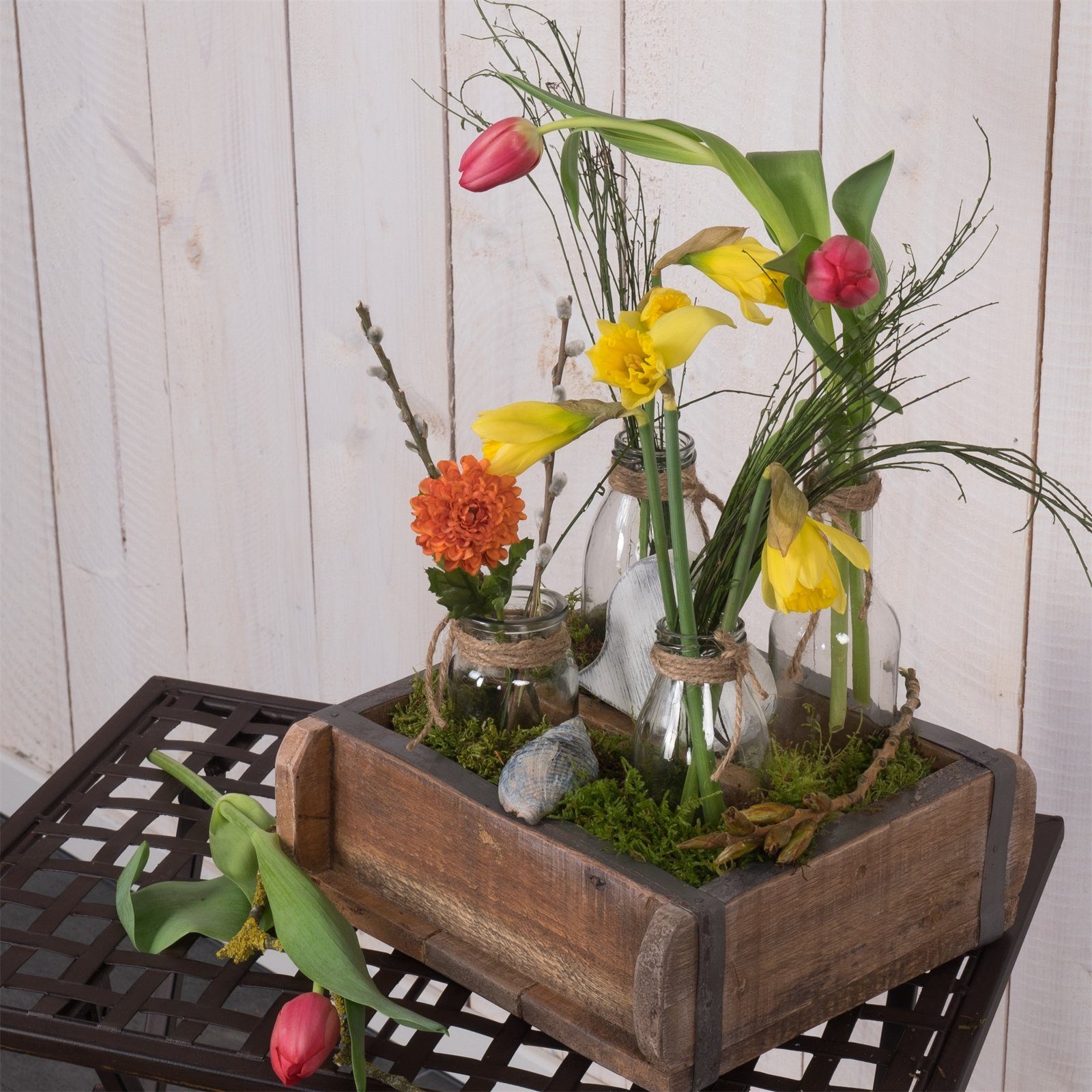 DESIGN DELIGHTS Truhe HOLZ ZIEGELFORM "BRICK", Altholz, Vintage Holzziegelform, Dekobox