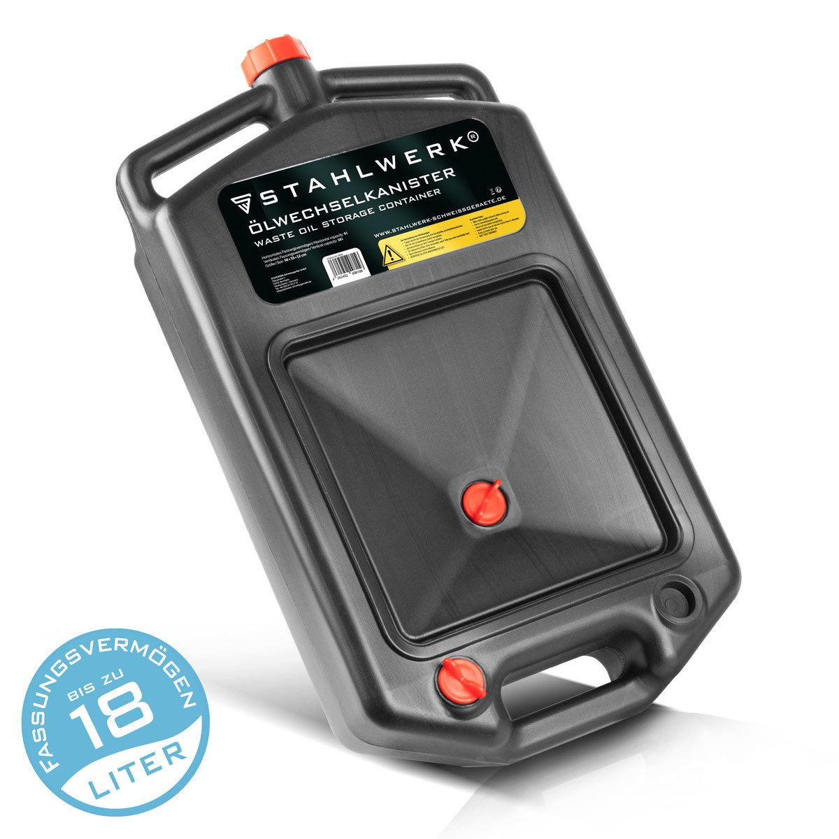 STAHLWERK Ölauffangwanne Ölwechselkanister 10 L, Robuste Ölauffangwanne, mobil und flexibel, (Paket, 1-tlg., Produkt), Schweißer-Gripzangen inklusive Transportkoffer