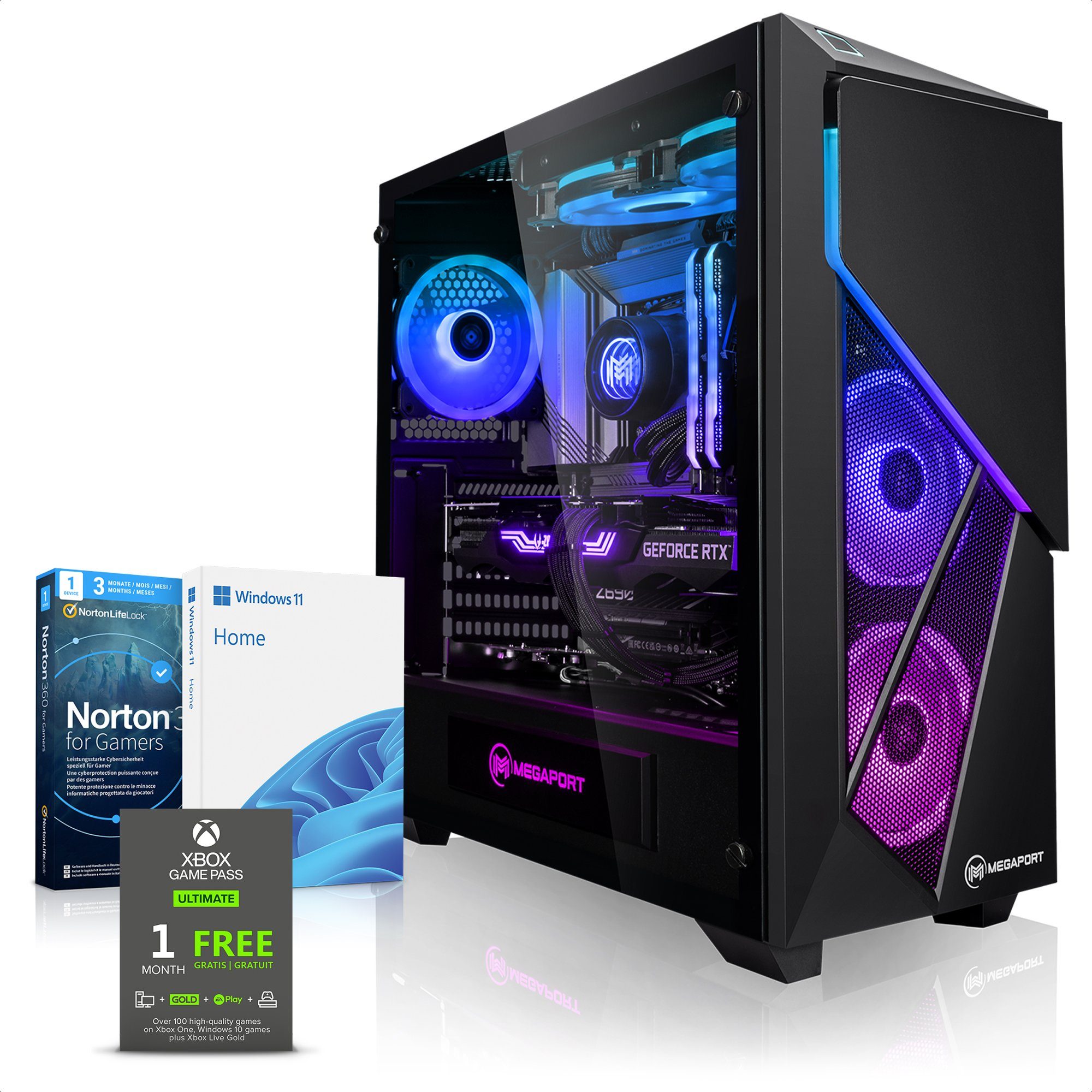 Megaport Gaming-PC (AMD Ryzen 7 7700X, Nvidia GeForce RTX 4070 Ti, 16 GB  RAM, 1000 GB SSD, Windows 11, WLAN)