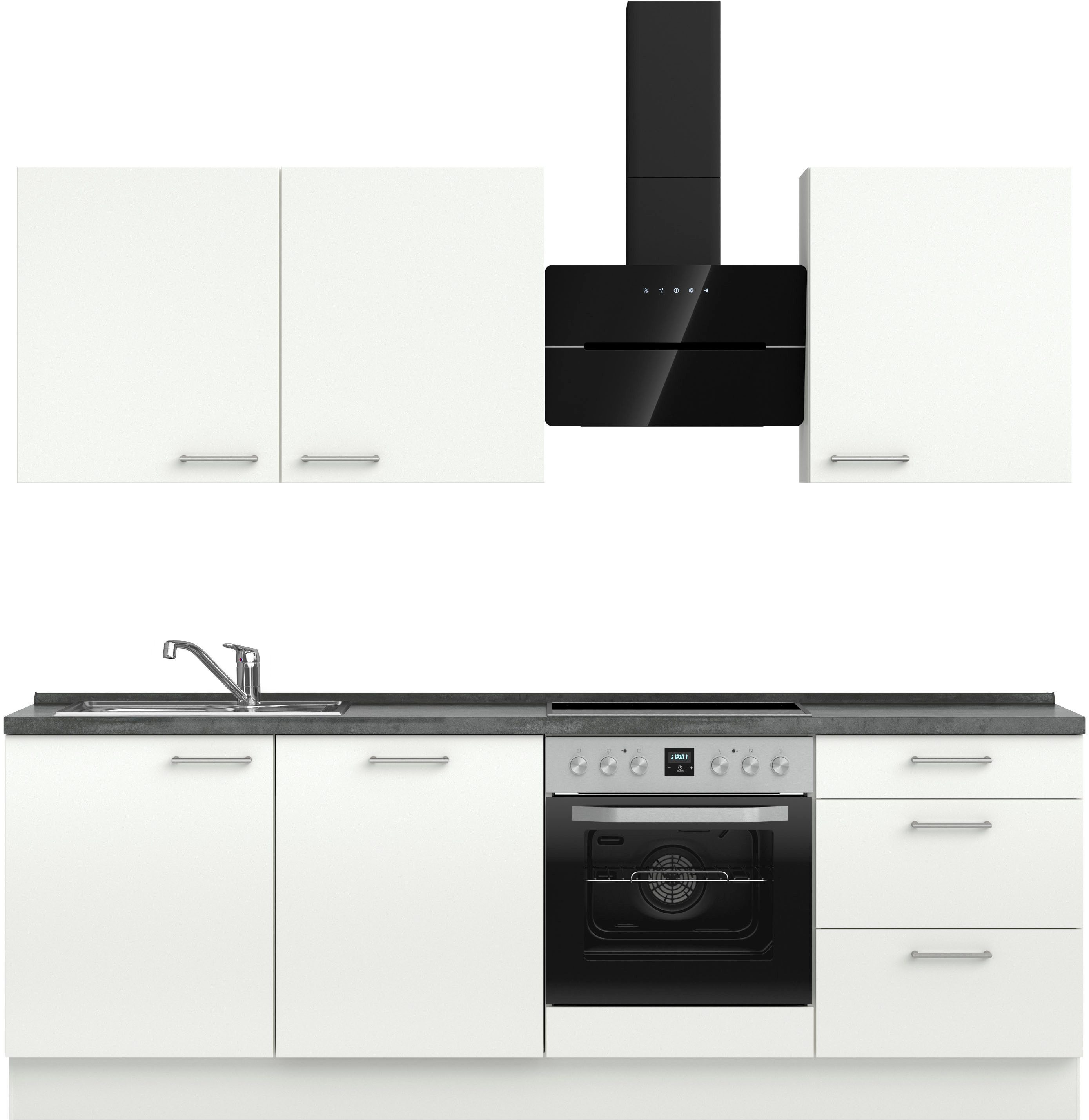 nobilia® Küchenzeile "Laser II", NEU: individuell anpassbar mit gratis Profi-Beratung, vormontiert, 240 cm breit, optional mit verschiedenen E‑Geräte-Sets