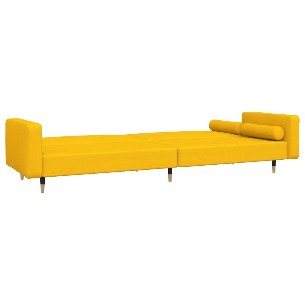 vidaXL Schlafsofa, Sofa 2-Sitzer mit 2 Kissen Gelb Samt