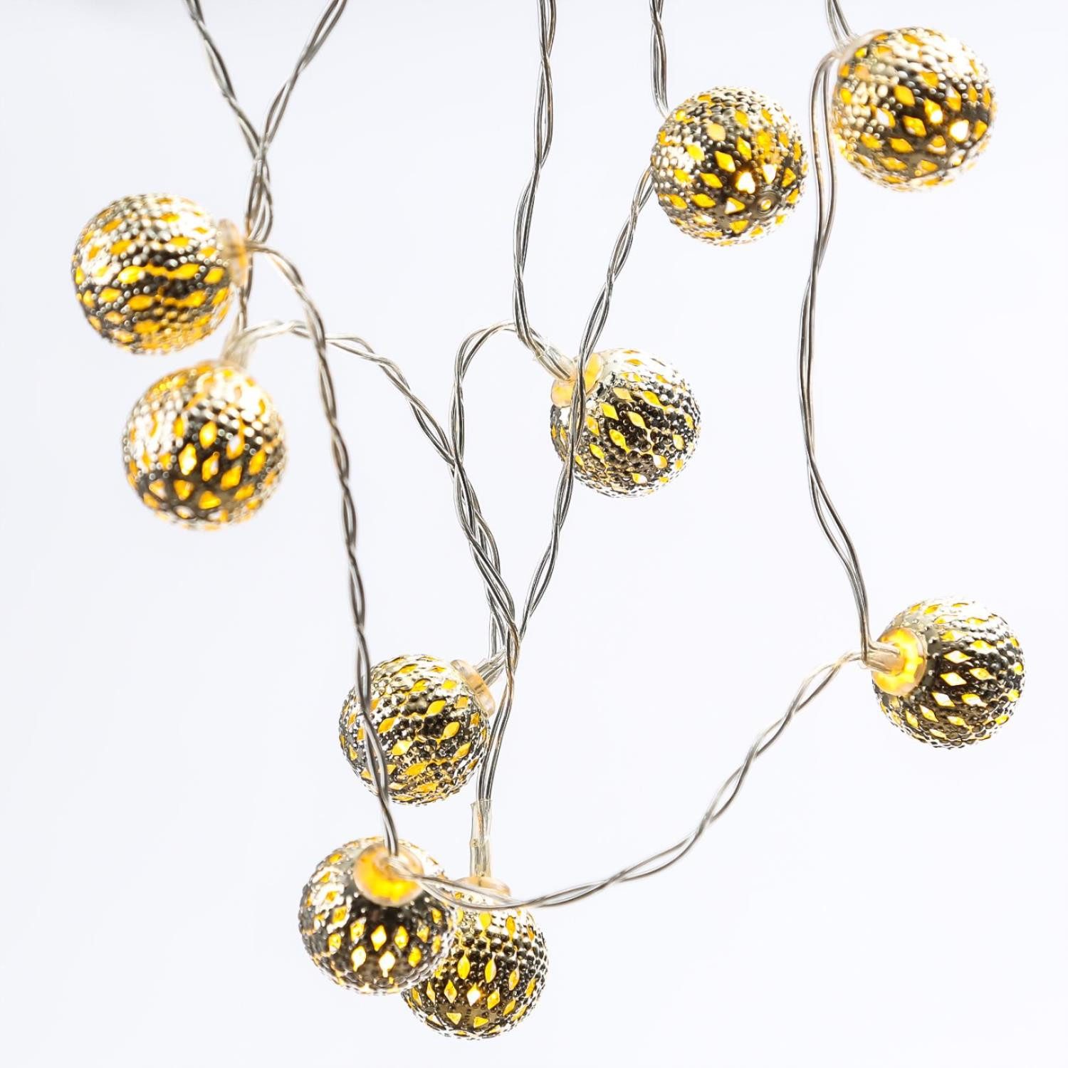 MARELIDA LED-Lichterkette LED Lichterkette 20 Kugeln Metallbälle orientalisch marokkanisch, 20-flammig