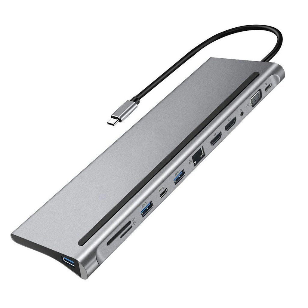 ENGELMANN Laptop-Dockingstation EnM0539, 12 in 1 Docking, (1 St), Unterstützt 2 HDMI und VGA gleichzeitig