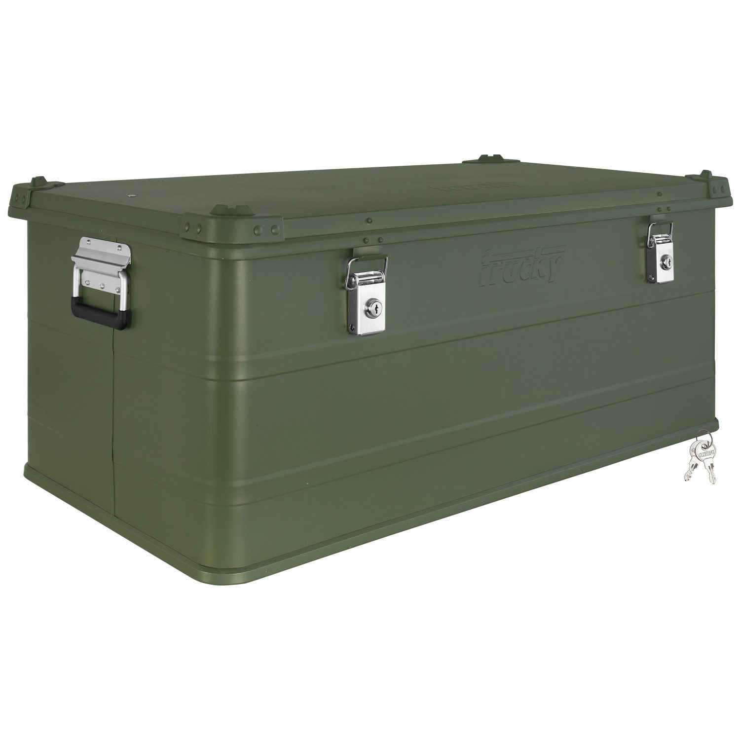 Trucky Allzweckkiste Aluminium Box mit Deckel Grün Alukiste 140 Liter Aufbewahrungsbox