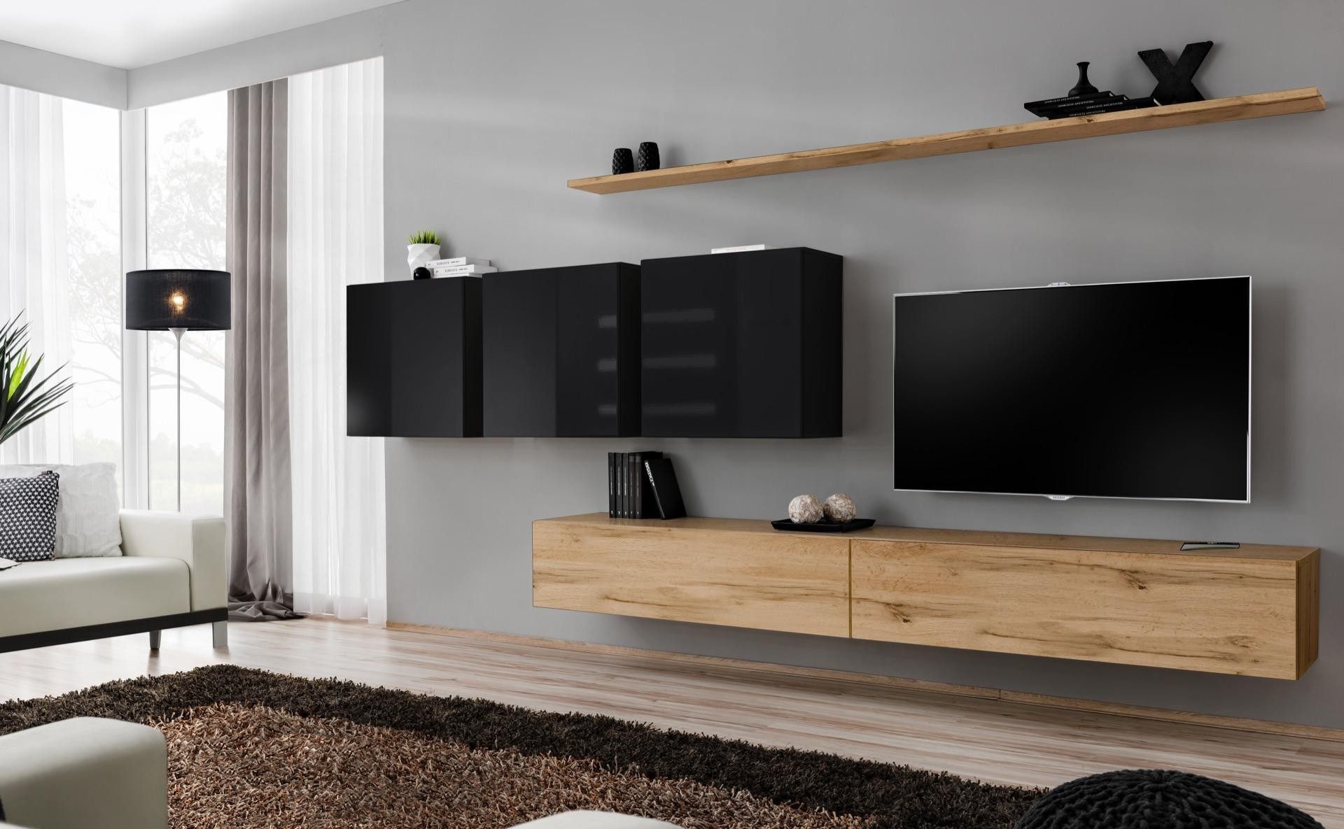 Xlmoebel Wohnwand Braune Design Wohnmöbel mit Sideboard und TV-Ständer, (8-St), Made in Europa