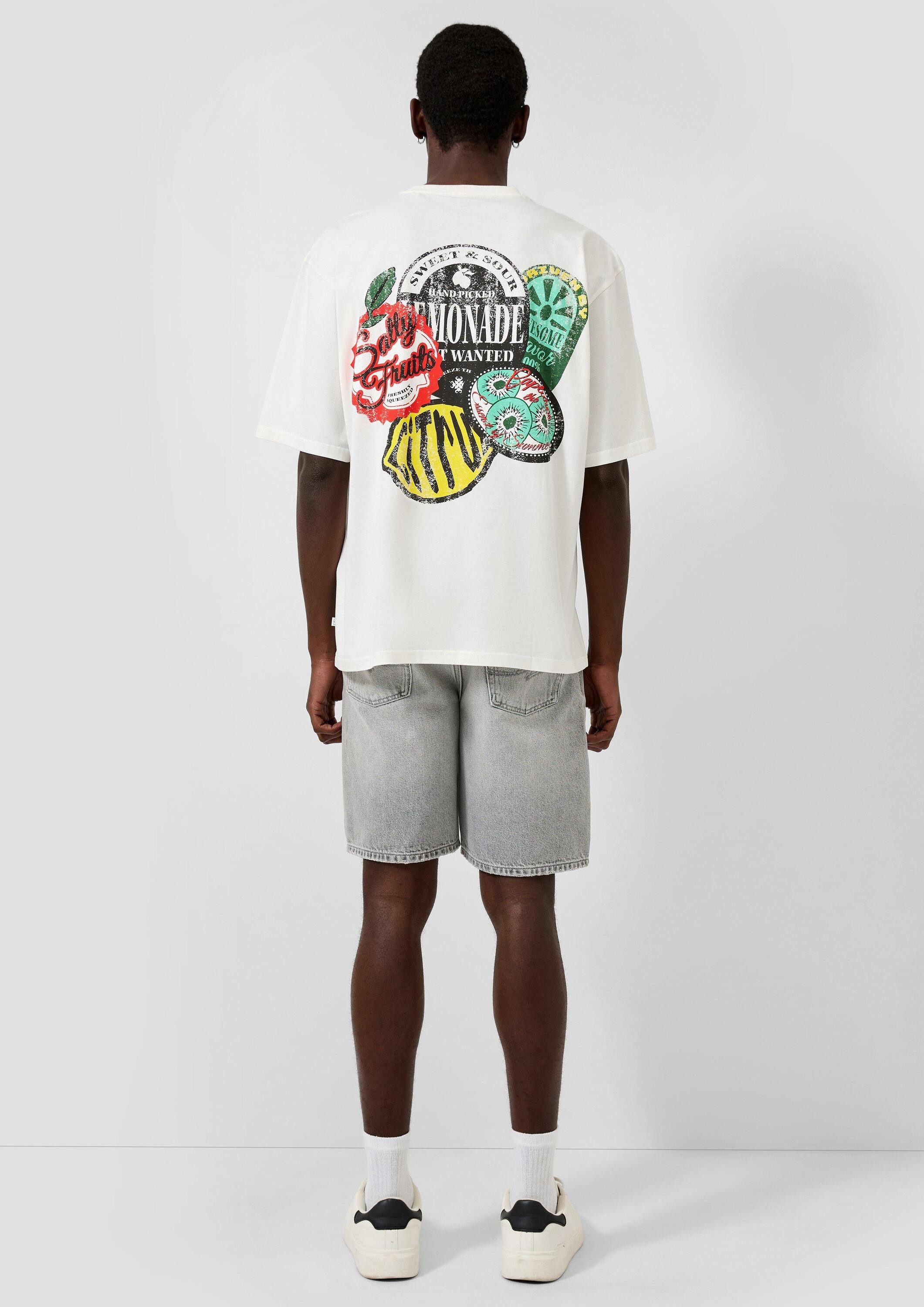 QS Kurzarmshirt T-Shirt Relaxed Fit T-Shirt mit Prints