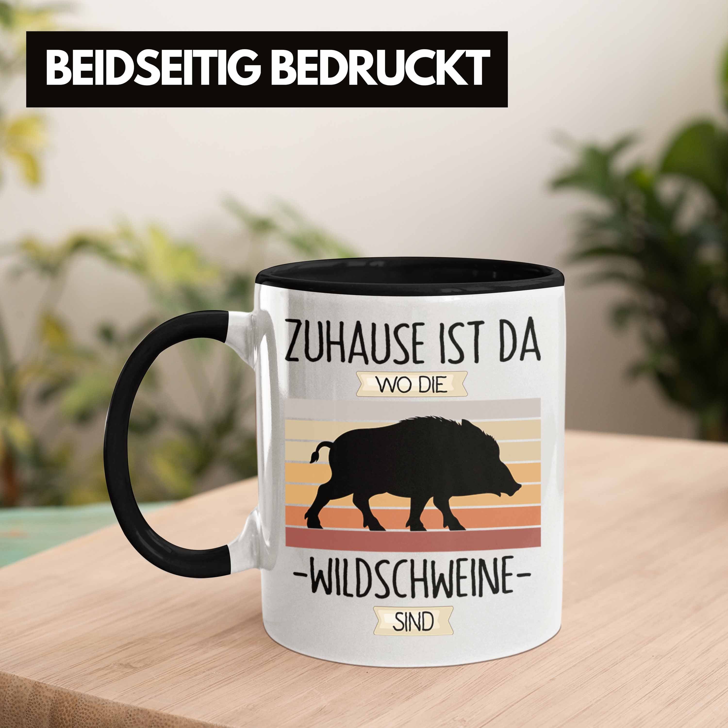 Geschenk Trendation Da Geschenkidee Tasse Schwarz Tasse Jäger Di Spruch Wo Zuhause Lustiger Ist