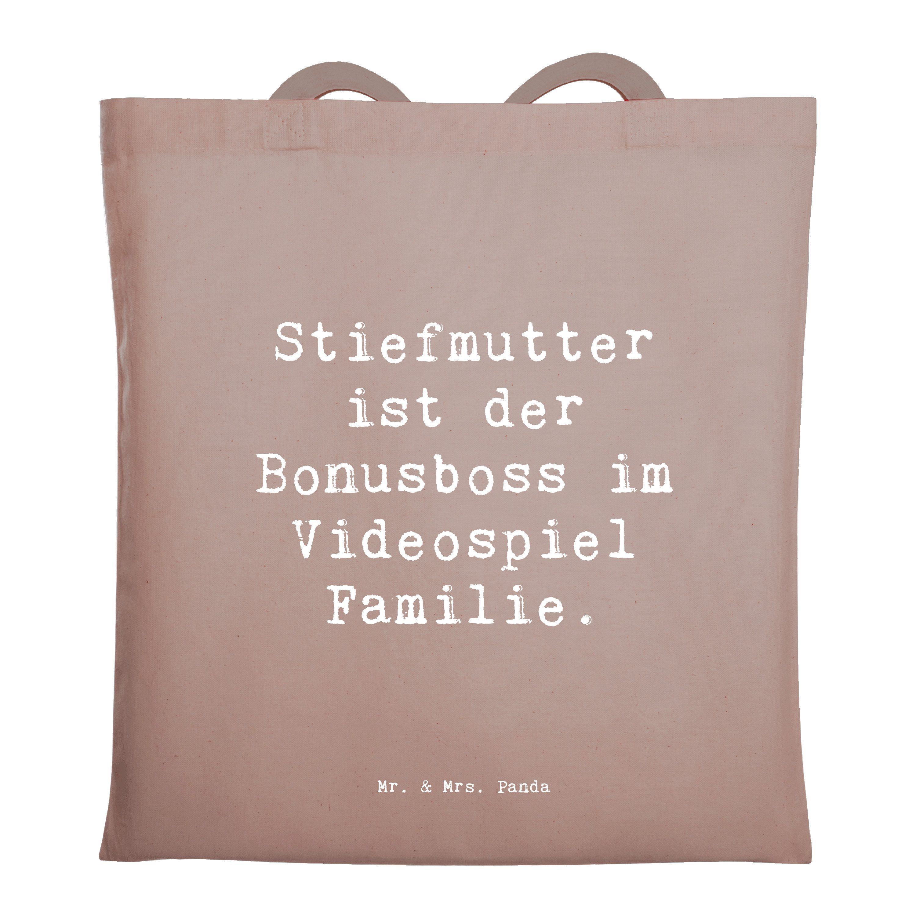 Tragetasche Spruch Stiefmutter Bonusboss - Braun Pastell - Geschenk, Herausforder