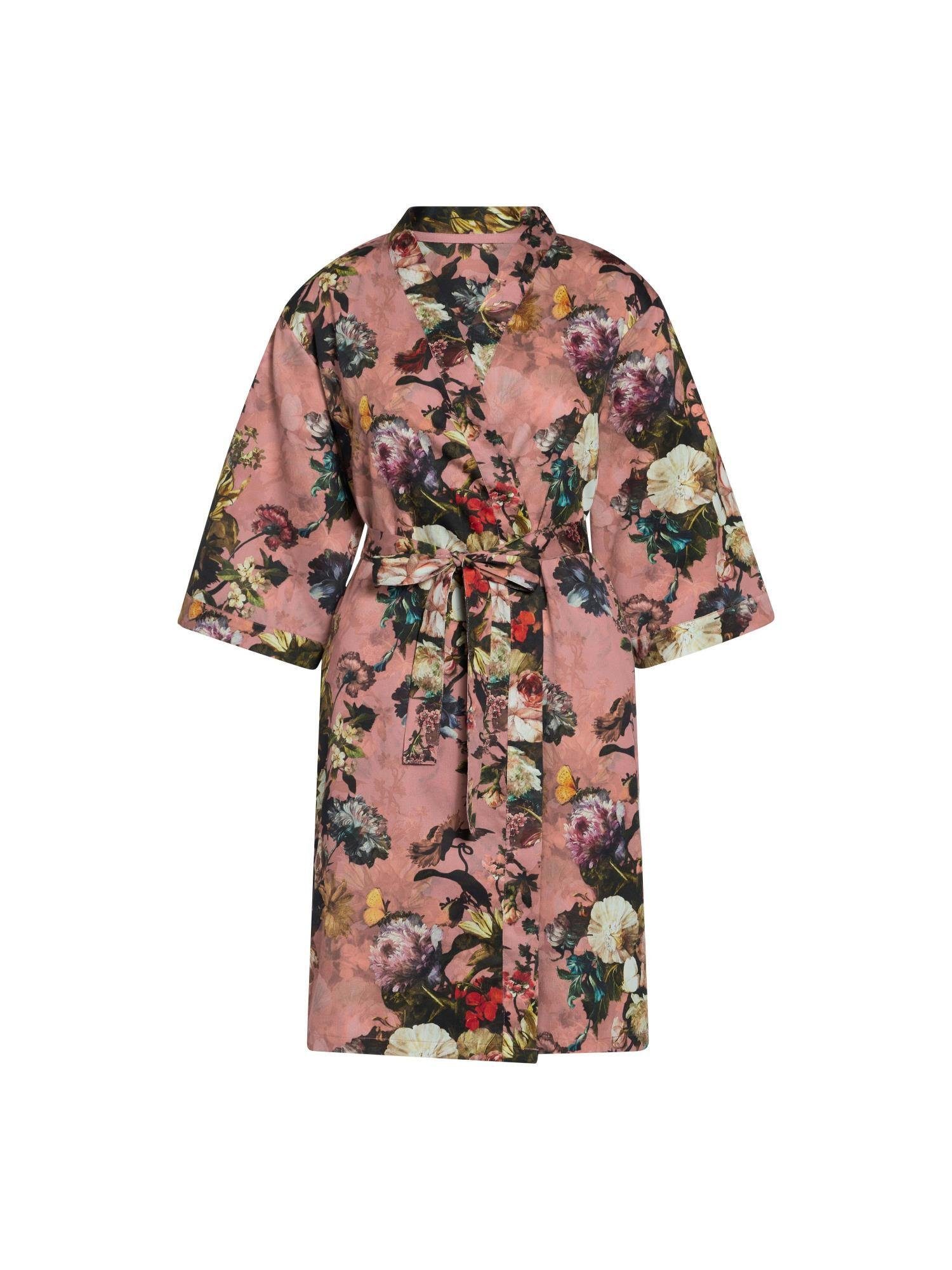 Essenza Kimono sarai karli, Kurzform, Baumwolle, Kimono-Kragen, Gürtel, mit wunderschönem Blumenprin Darling pink