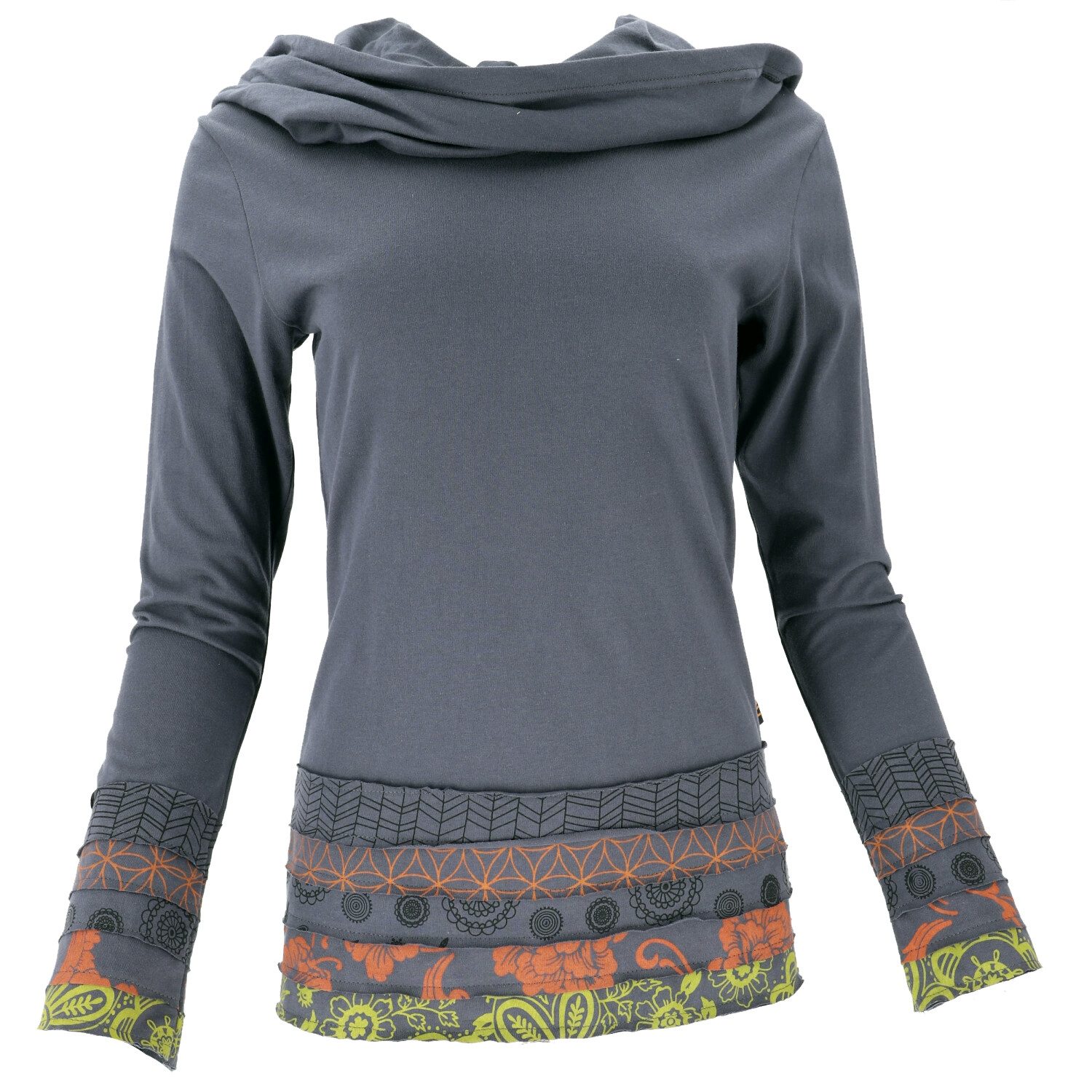 Guru-Shop Longsleeve Kapuzenshirt, Boho Patchwork Shirt mit.. alternative B günstig online kaufen