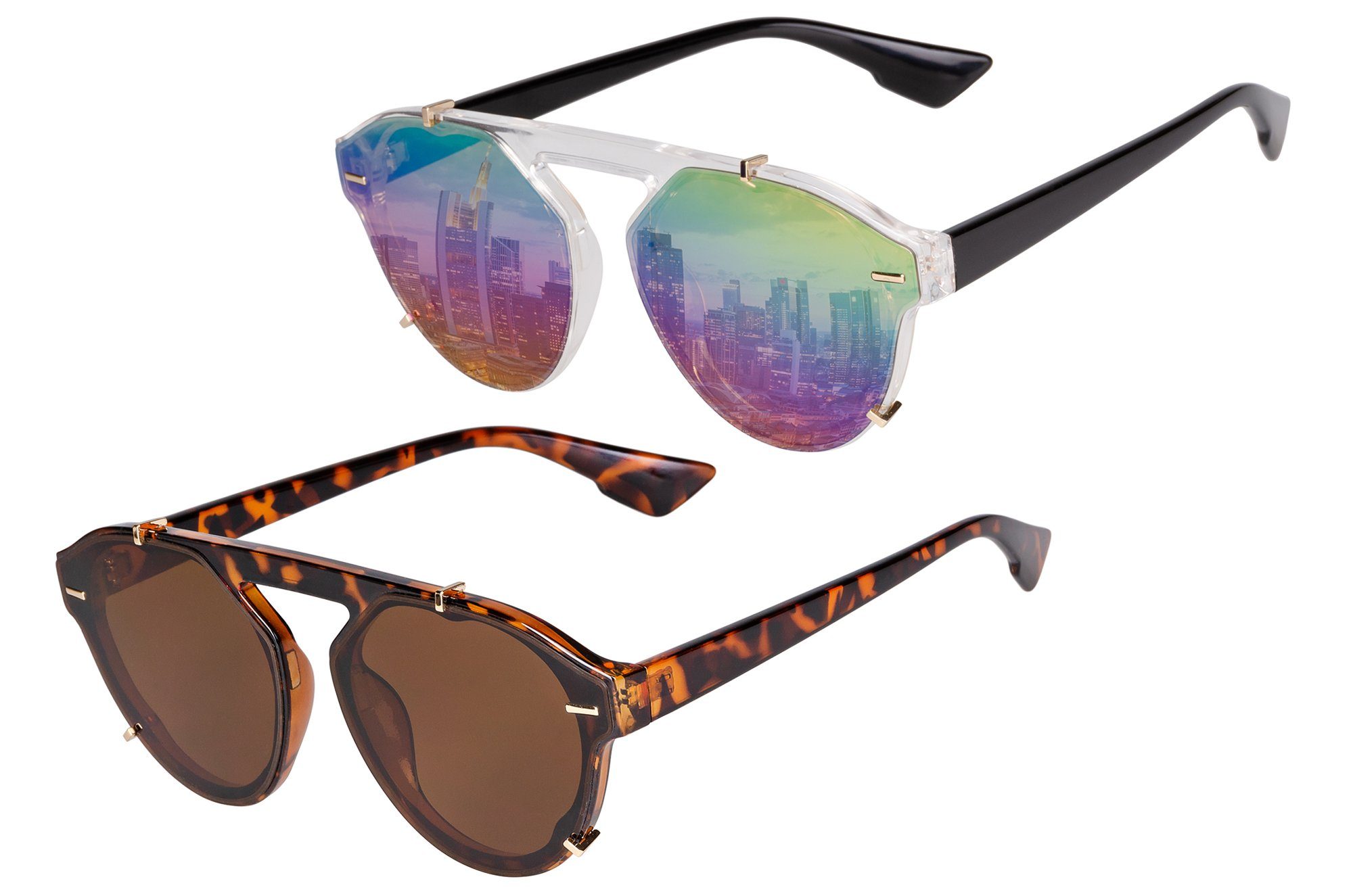 UrbanSky Retrosonnenbrille David (2er-Pack, Sonnenbrillen-Set mit Einstecketui) 2er-Pack - polarisiert