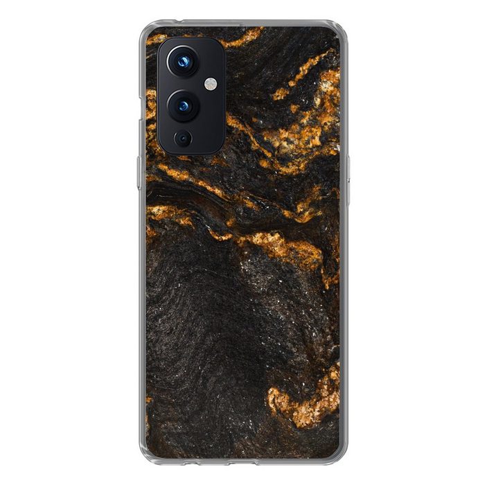 MuchoWow Handyhülle Marmor - Limette - Schwarz - Gold - Marmoroptik - Luxus Phone Case Handyhülle OnePlus 9 Silikon Schutzhülle