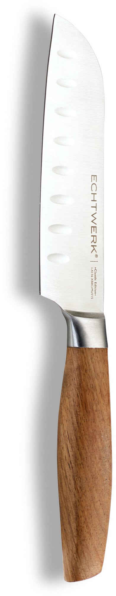 ECHTWERK Santokumesser Classic Edition, Küchenmesser, Edelstahl, Klingenlänge 15 cm, Griff aus Akazienholz