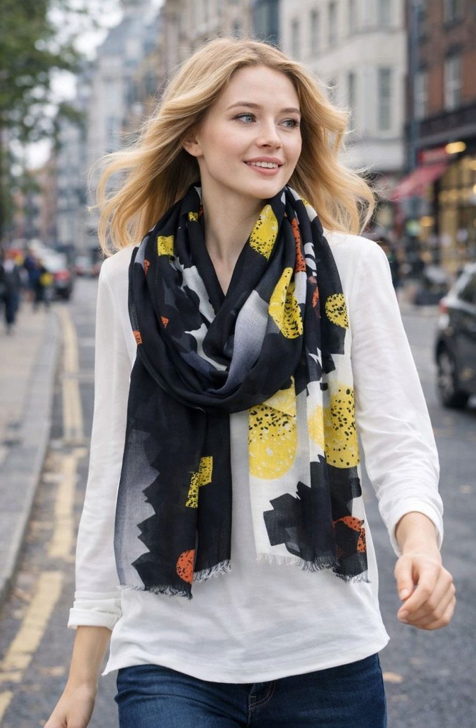 chic4home Schal Color Flow, (1-St. 1-teilig), sommerlicher Damen Schal mit buntem Muster Viskose