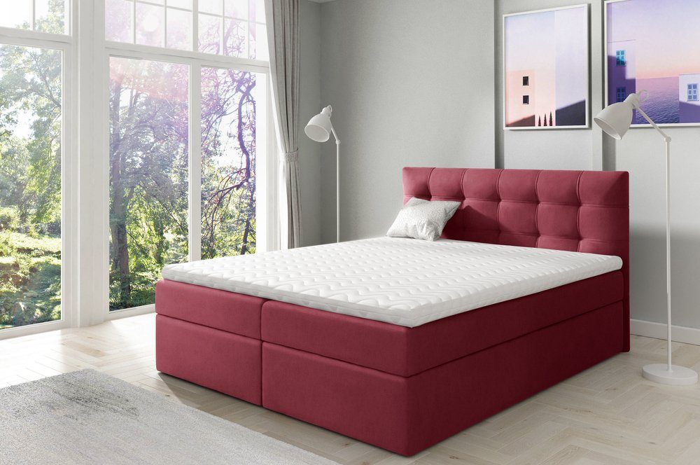 99rooms Boxspringbett Leroy (Schlafzimmerbett, Bett), 120/140/160/180/200 x 200 cm, mit Topper und Bettkasten