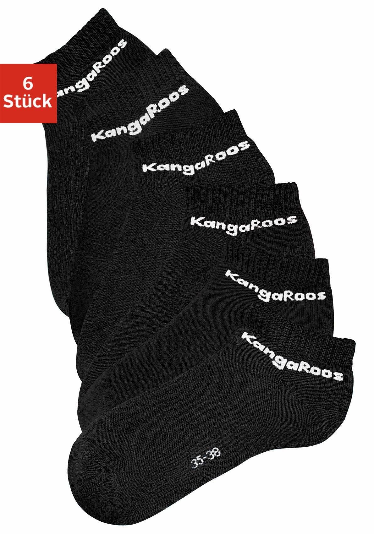 Sneakersocken KangaROOS 6-Paar) mit schwarz 6x (Set, innen Frottee