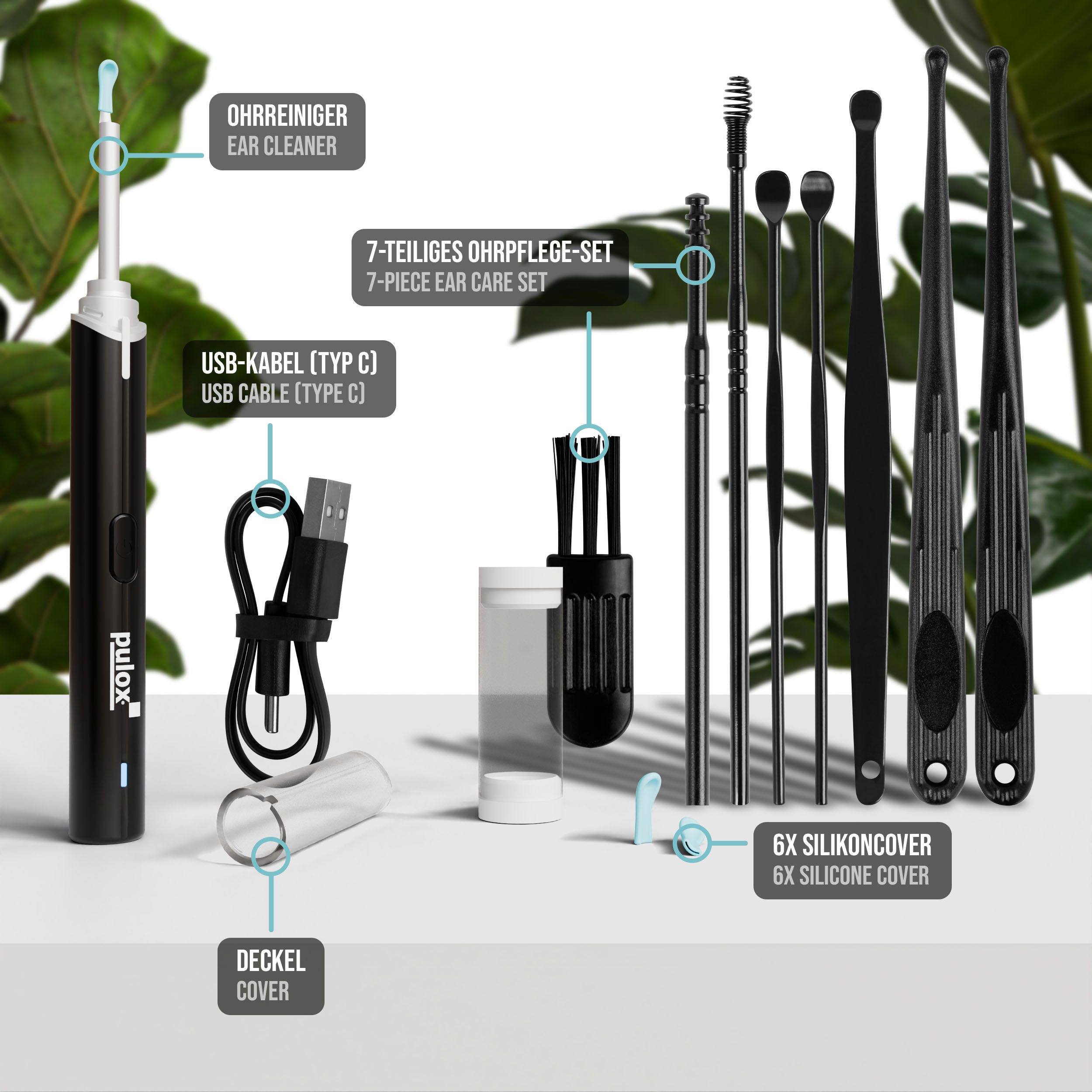pulox Elektrischer Ohrenreiniger EC-95 Ohrreiniger Ohrenschmalzentferner - mit Smartphone App via Wifi