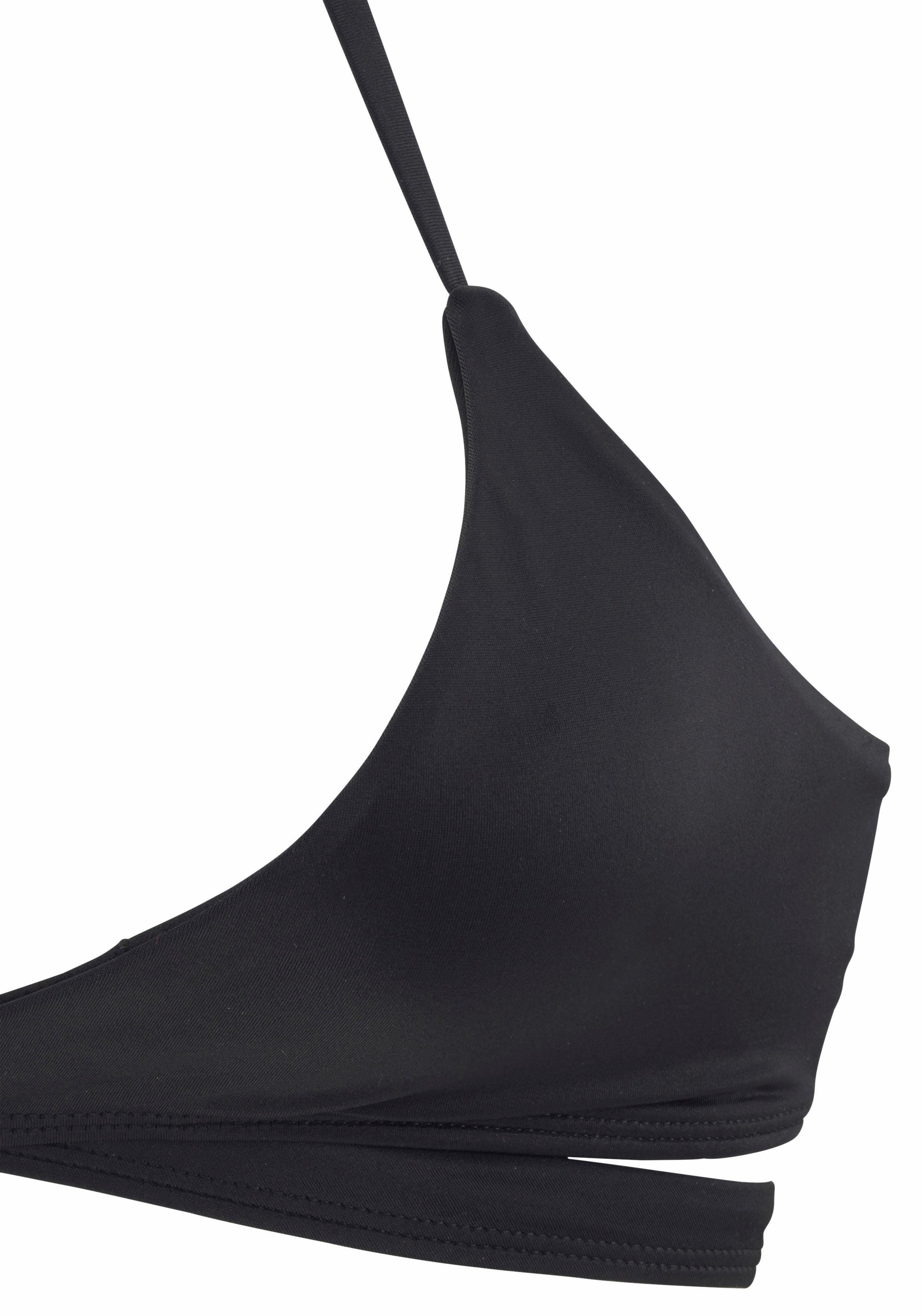 Triangel-Bikini Bench. Wickeloptik schwarz in