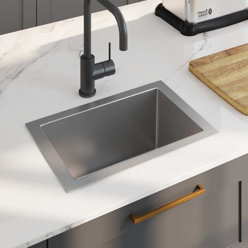 vidaXL Granitspüle Handgefertigte Küchenspüle Edelstahl, 29/44 cm – Bild 2 von 5