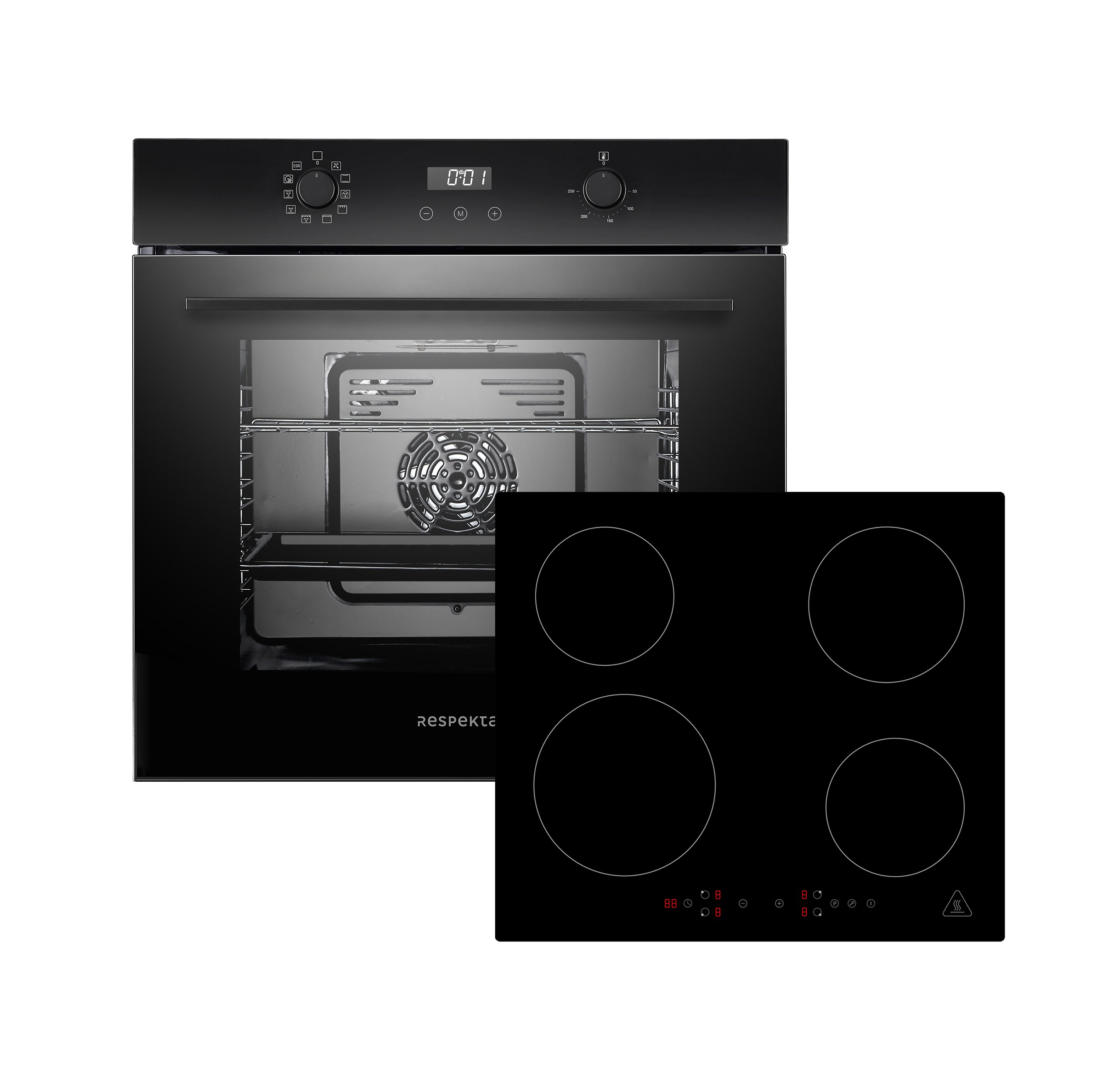 RESPEKTA Elektro-Herd-Set ASET7004295I Julius, mit 2-fach-Teleskopauszug, EEK: A+; 73 Liter Garraum; 10 Beheizungsarten