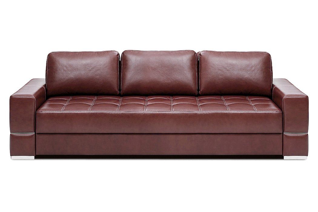 100% Braun Sofa, JVmoebel Leder 3 Modern Italienisches Sofa Sitzer Polster Bettfunktion