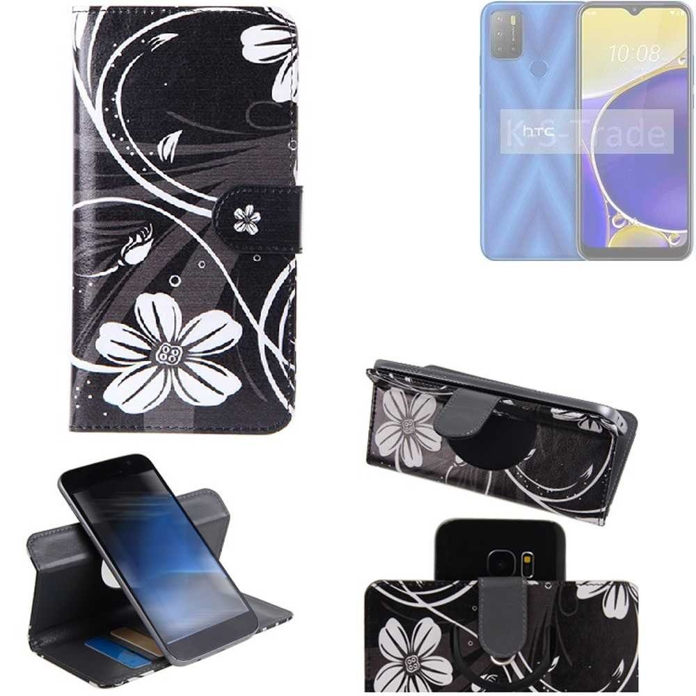 K-S-Trade Handyhülle für HTC Wildfire E2 Play, Schutzhülle Handyhülle Hülle 360° Wallet Case “Flowers“