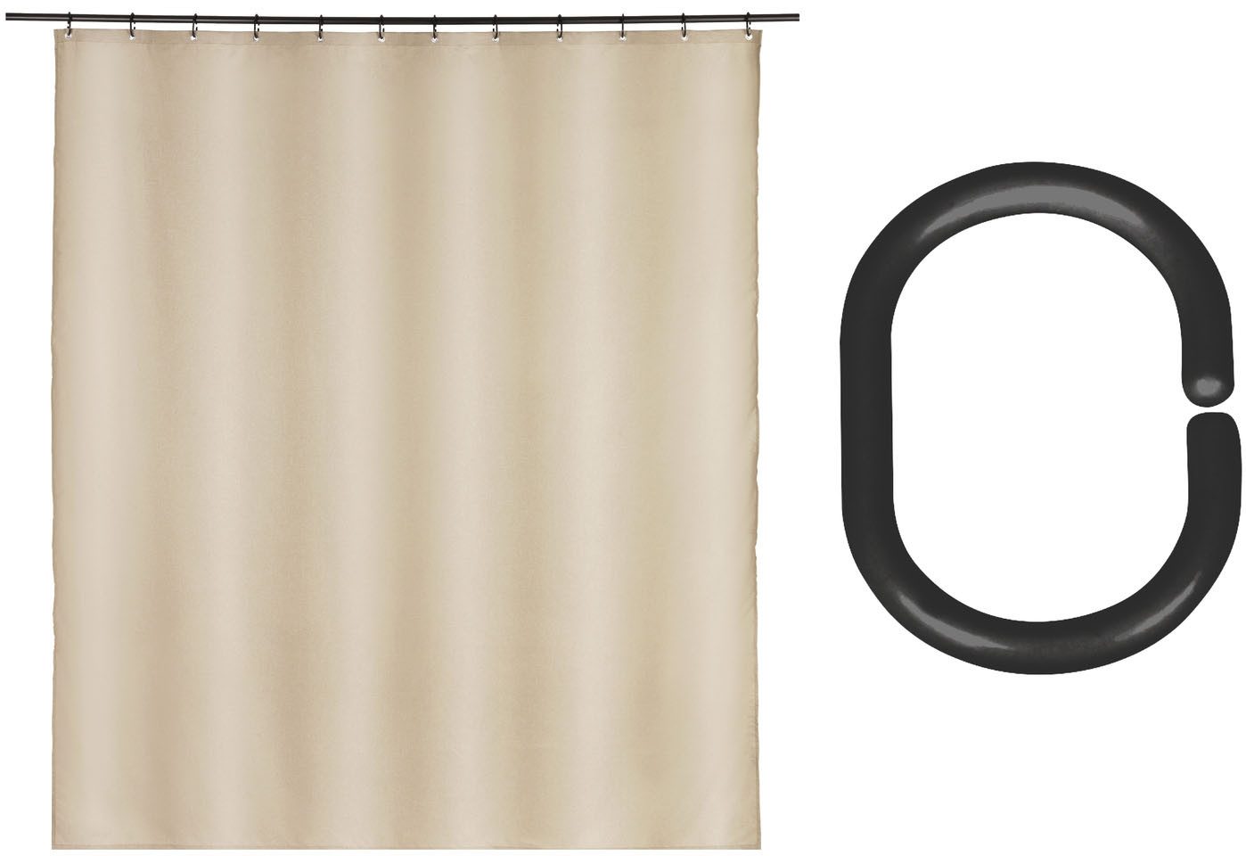 SCHÖNER WOHNEN-Kollektion Duschvorhang »Mayour« Breite 180 cm (Set, 17-tlg), aus recyceltem Polyester, wasserabweisend, mit 16 Duschvorhangringen