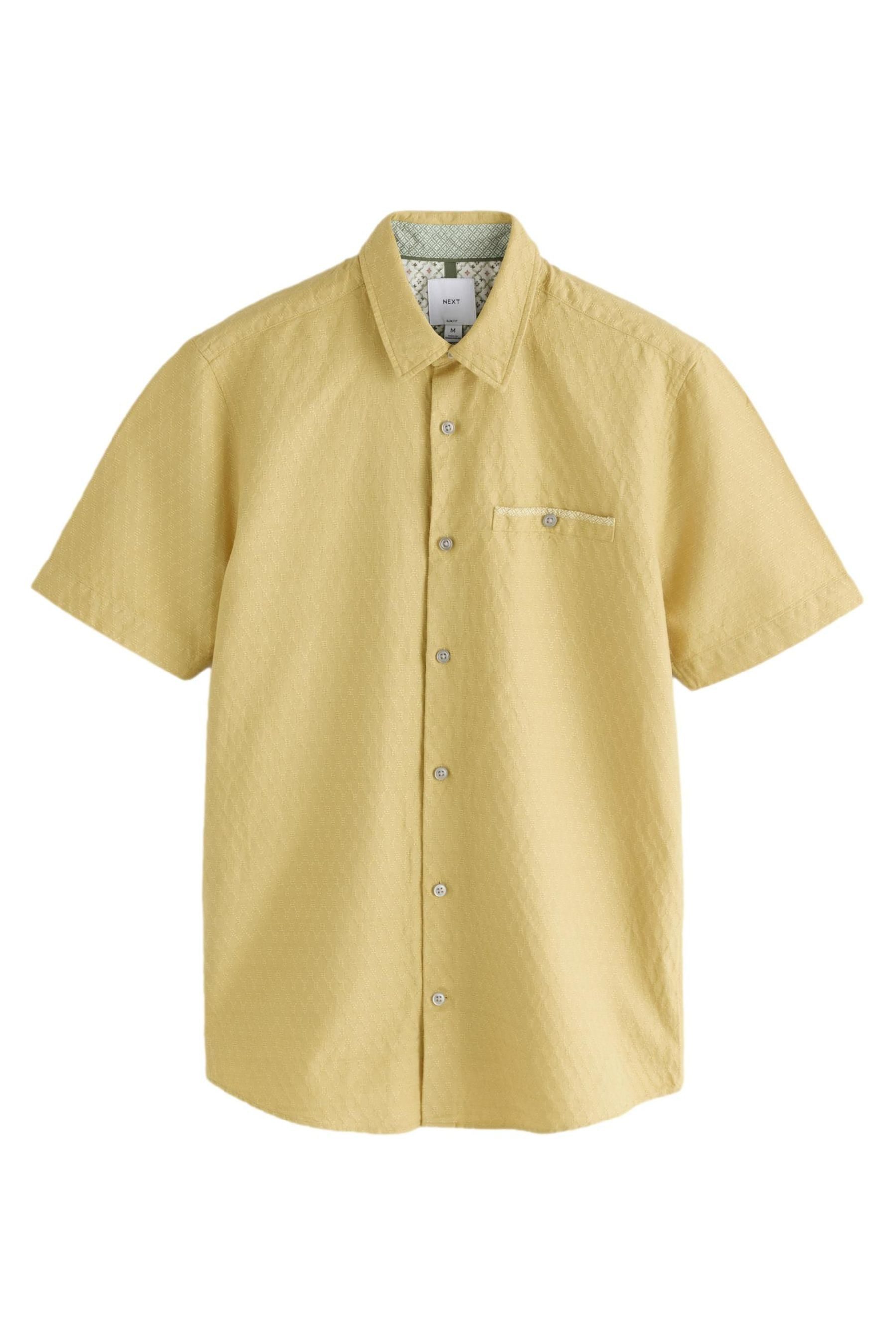 Kurzarmhemd Slim Fit Kurzarmhemd, Baumwoll-Leinenmischgewebe