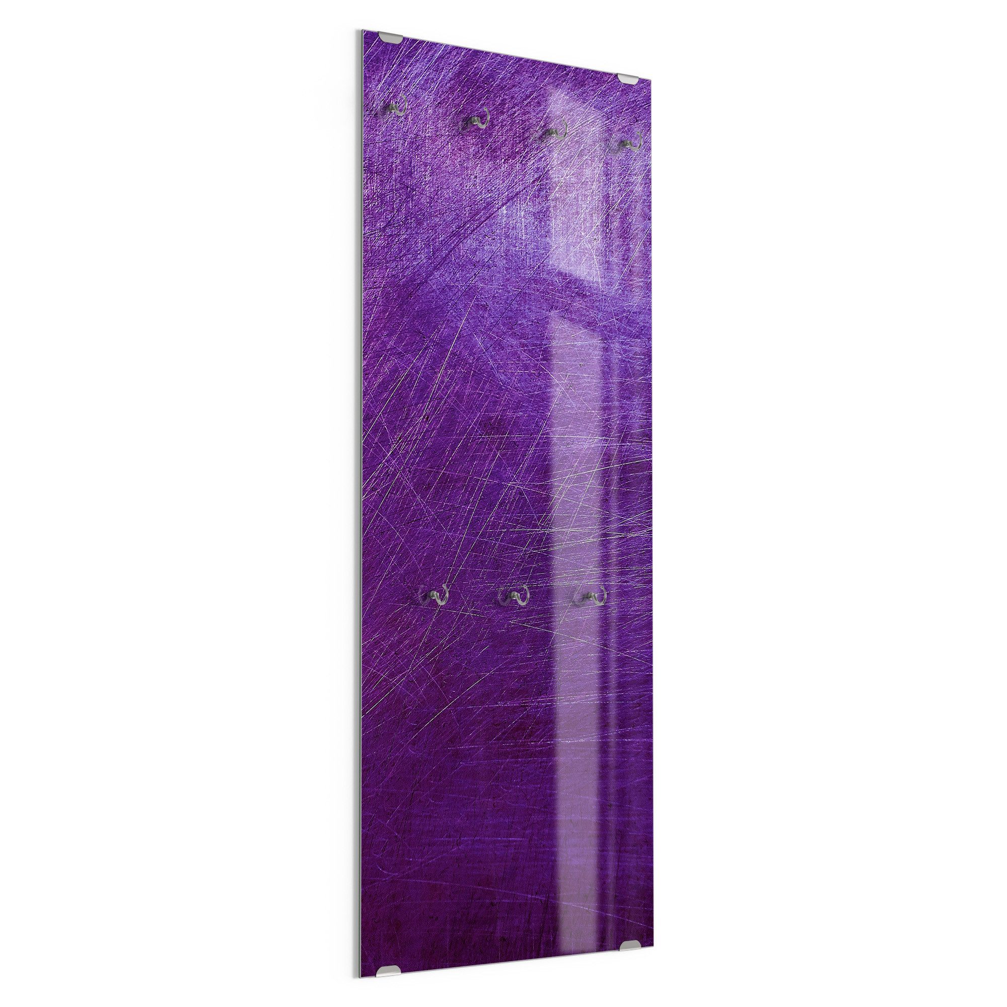 DEQORI Kleiderhaken 'Violettes Kratzrelief', Glas Garderobe hängend Flur Jackenhalter modern Wandgarderobe Haken
